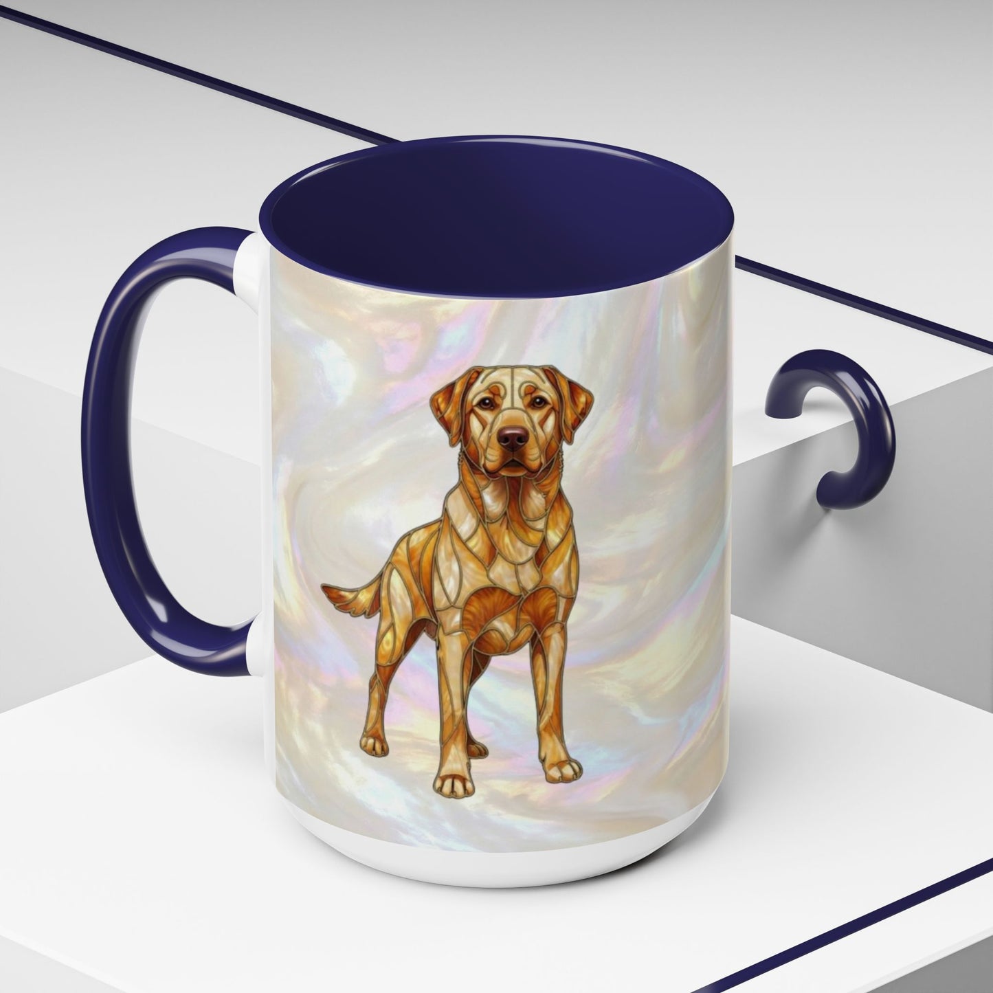 Labrador Retriever Accent Coffee Mug — Stained Glass Design (11/15oz) - 14636
