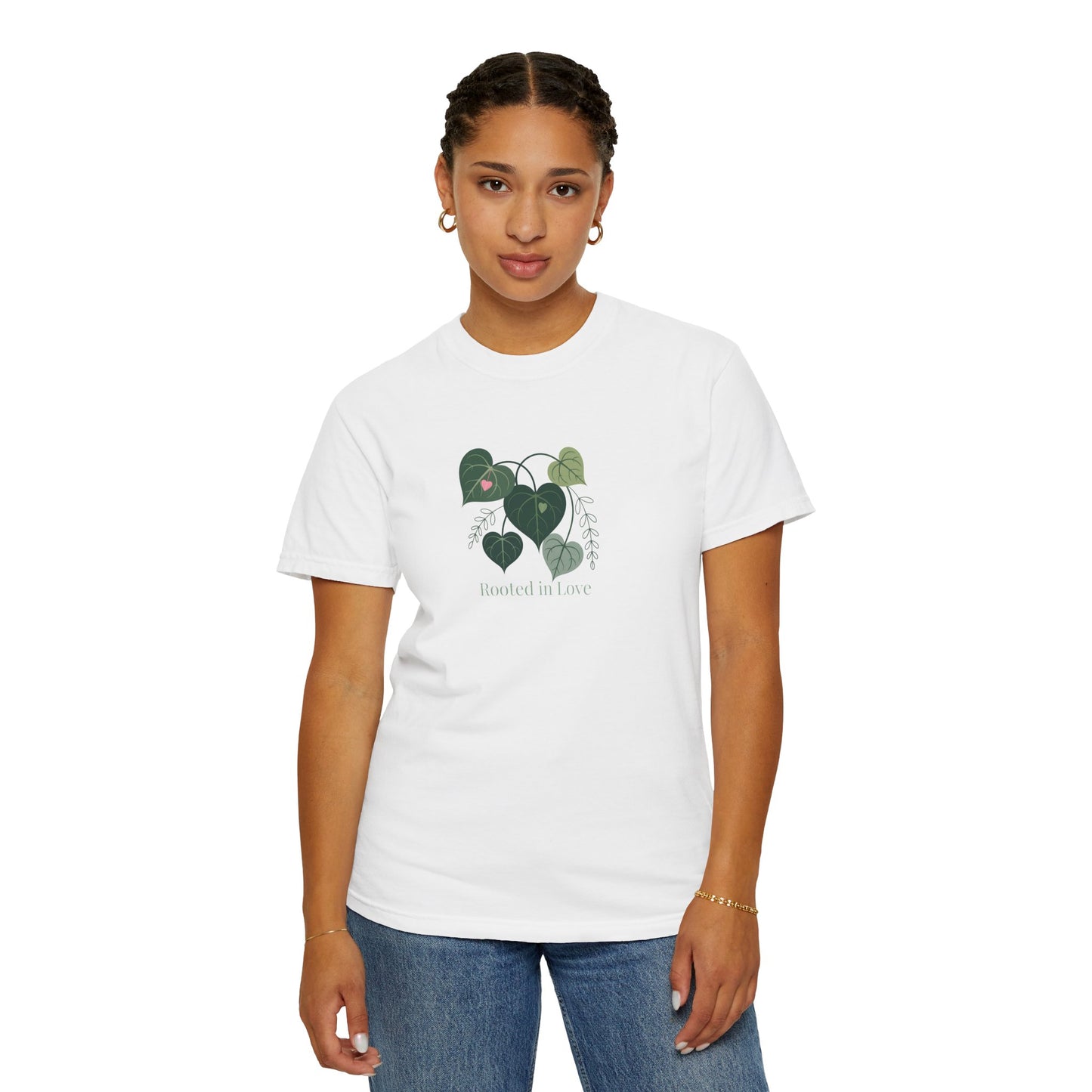 Rooted in Love T-Shirt — Heart Leaf Plant Graphic Tee - 14733