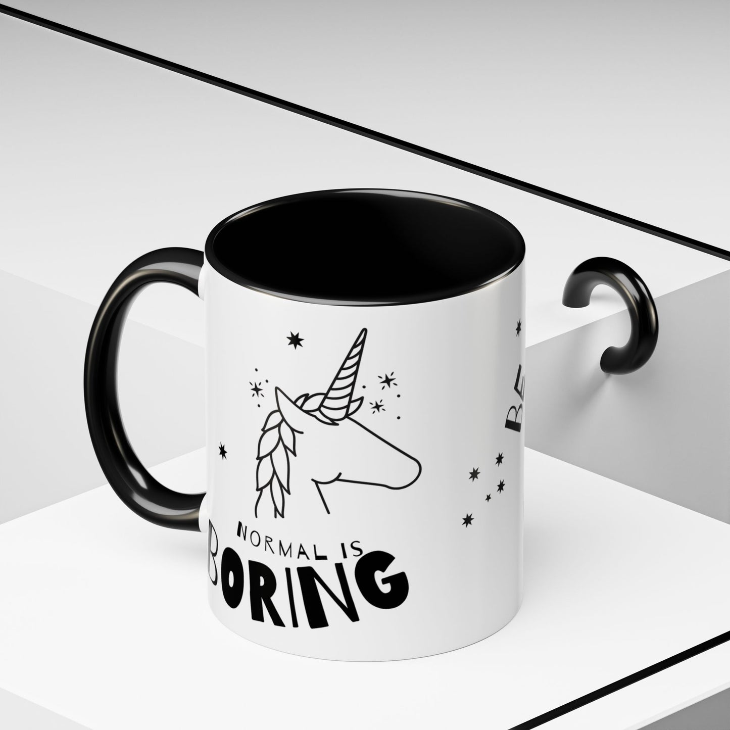 Normal is Boring, Be A Unicorn - Accent Coffee Mug (11, 15oz) - 11097