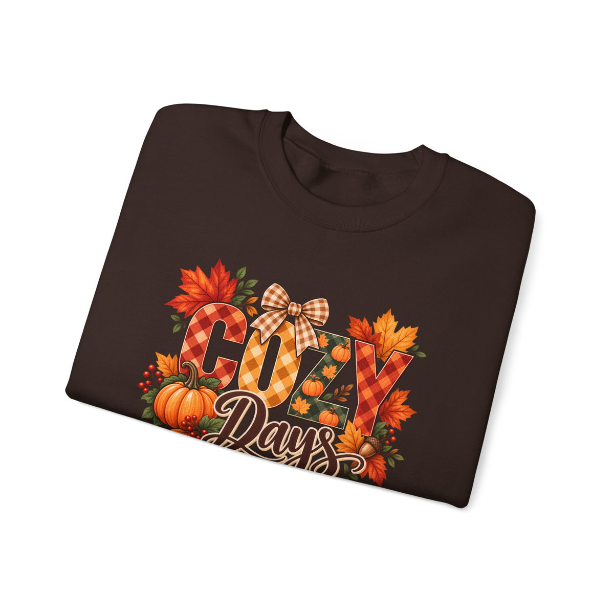 Cozy Days Sweatshirt,  Fall Pumpkin & Plaid Crewneck - 14525