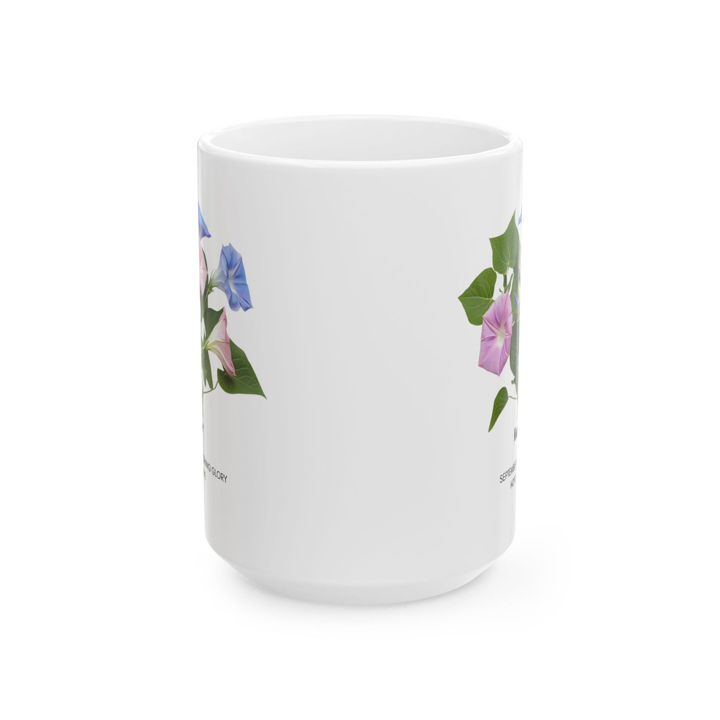 Happy Birthday: September Born, Morning Glory Flower, Customizable - Ceramic Mug, (11oz, 15oz)