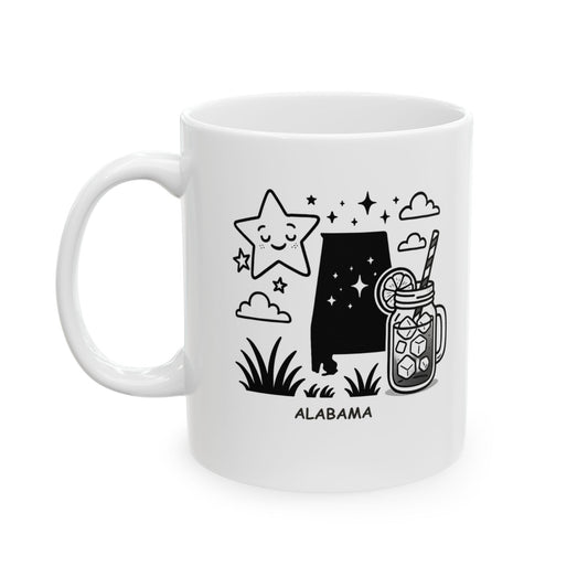 "Alabama: Where the stars shine brighter and the sweet tea is sweeter." Ceramic Coffee Mug - 11oz & 15oz, 12777