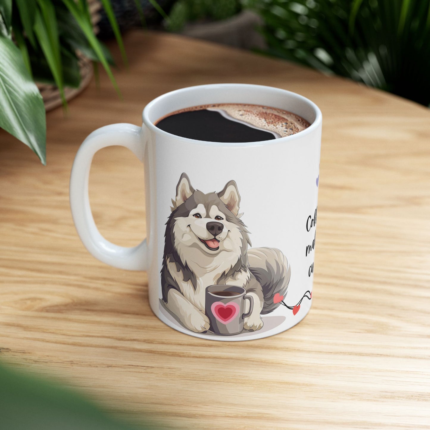 Coffee and Malamute Cuddles - Ceramic Mug, (11oz, 15oz) - 10649