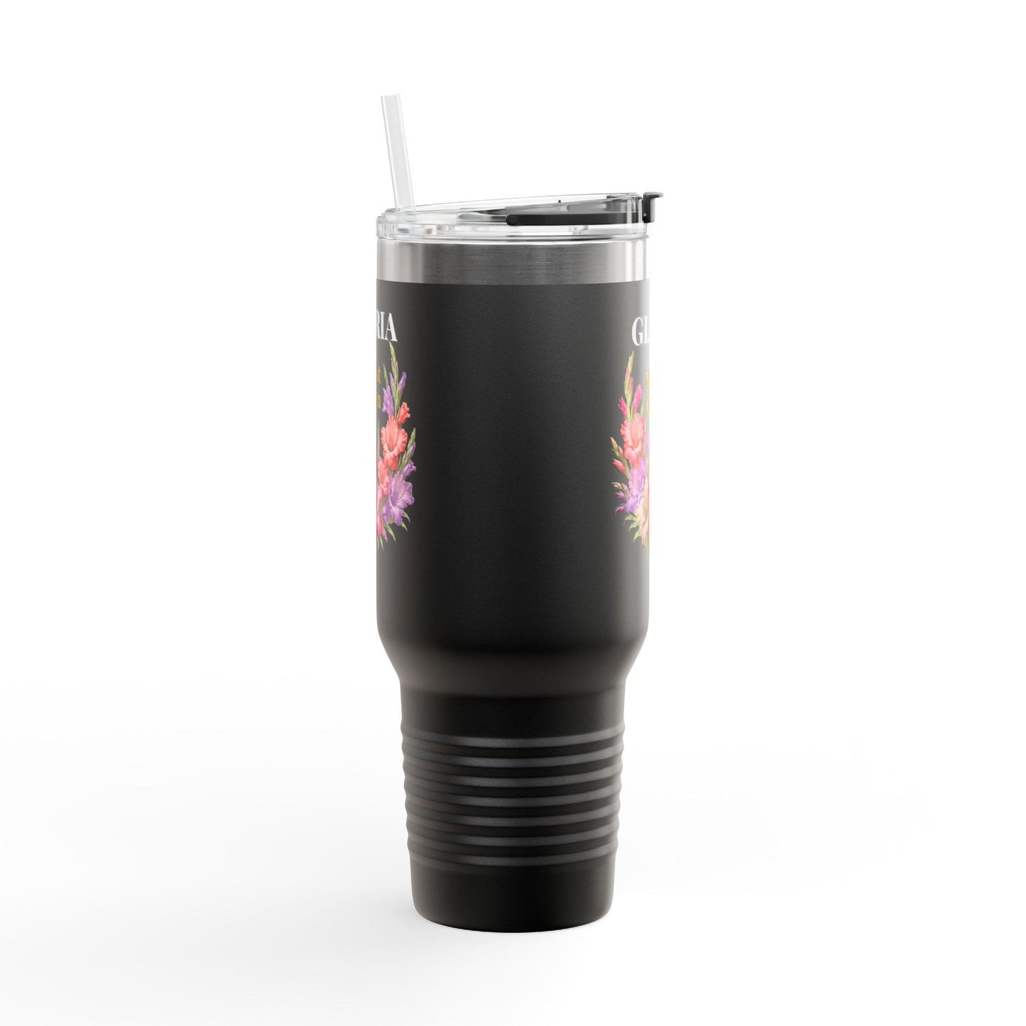 Personalized August Queen 40oz Insulated Travel Mug – Custom Name Floral Birthday Tumbler - 14917