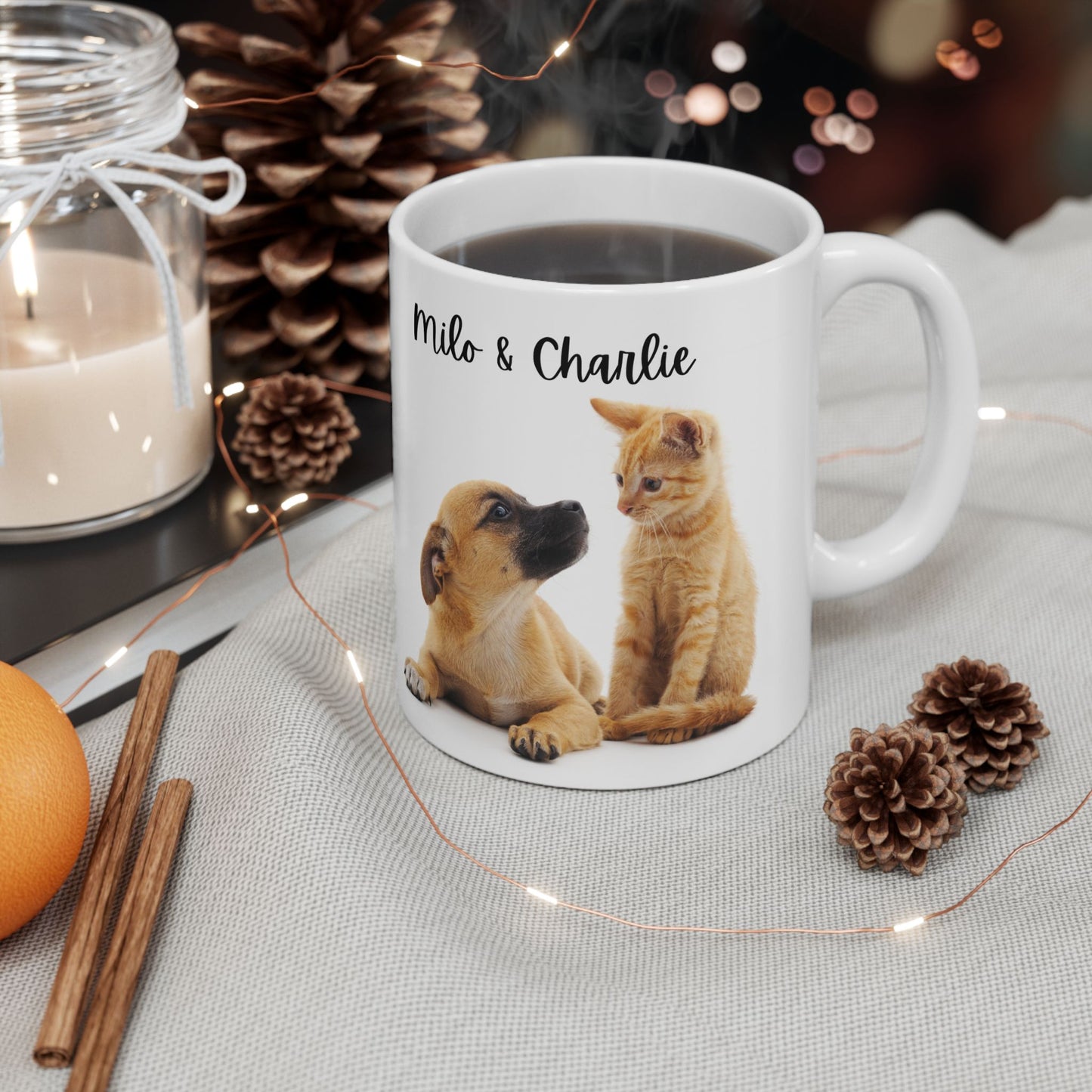 Personalized Pet Lover Ceramic Mug - Custom Dog & Cat Gifts, Animal Coffee Cup, Unique Present for Pet Owners - 14210