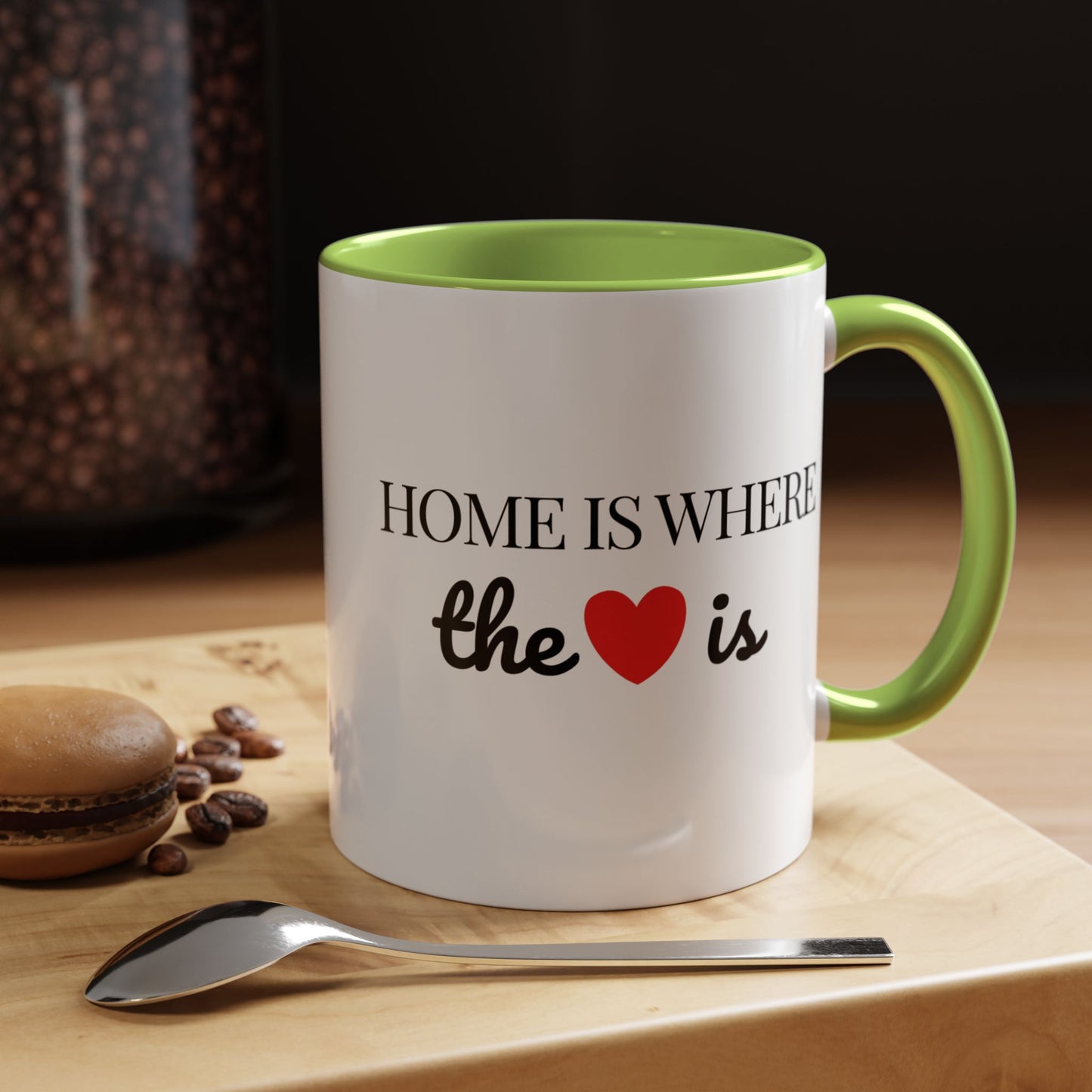 "Home is Where the Heart is" Coffee Mug —  Minimal Accent Ceramic Mug (11/15oz) - 14684