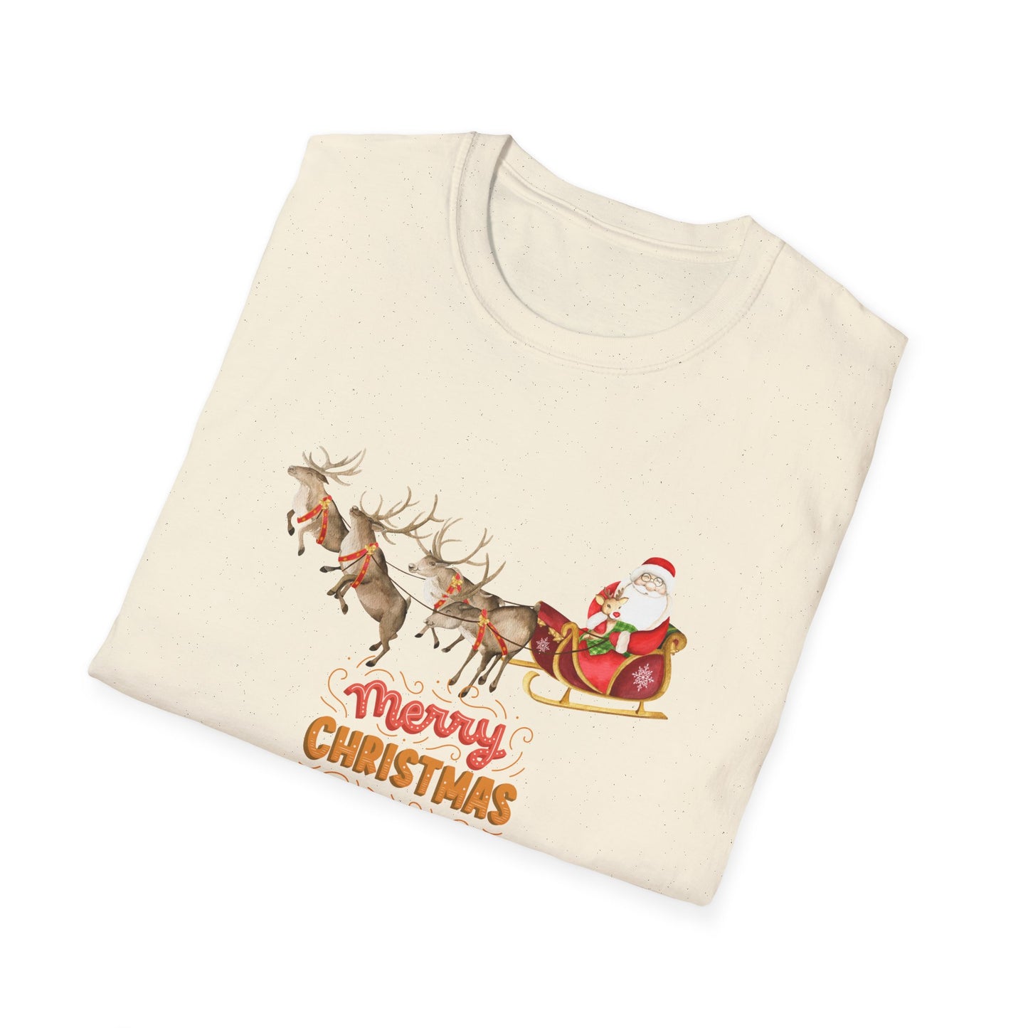 Santa & Reindeers - Unisex Softstyle T-Shirt - 10024