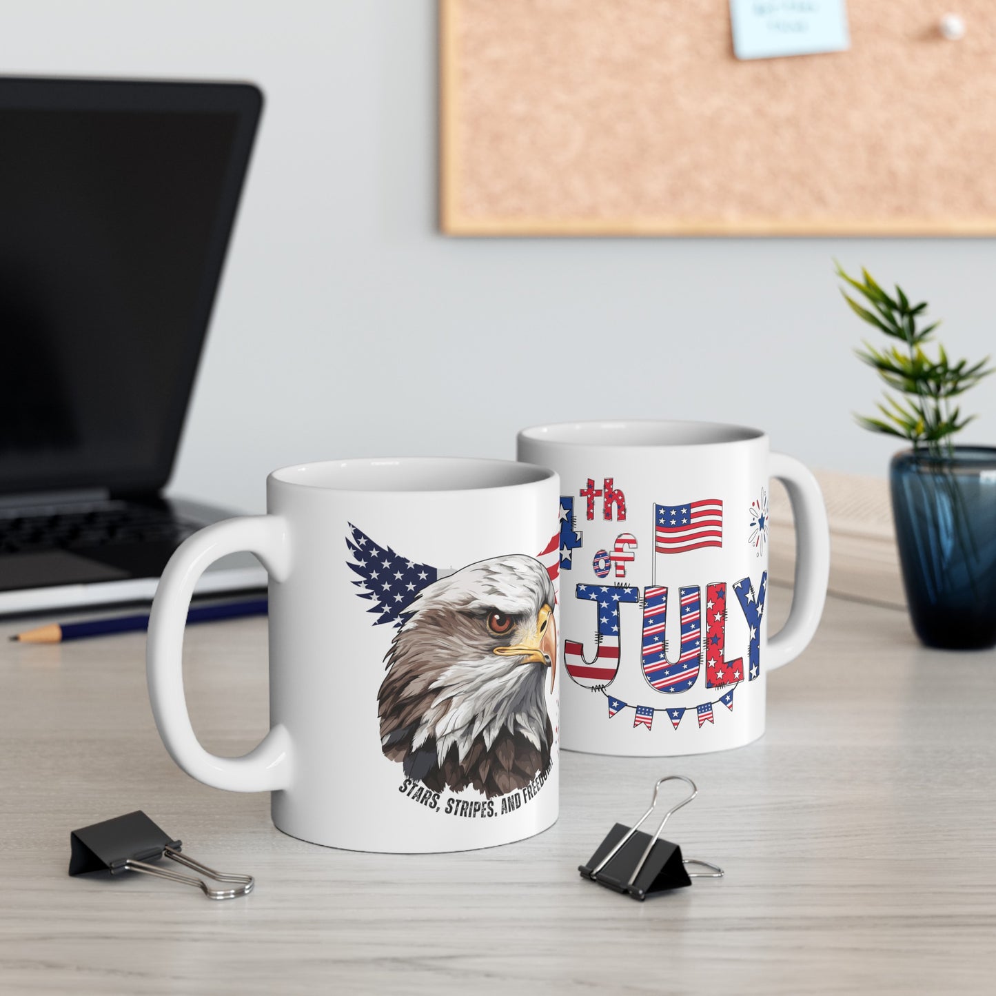 July 4, Eagle - Ceramic Mug, (11oz, 15oz)