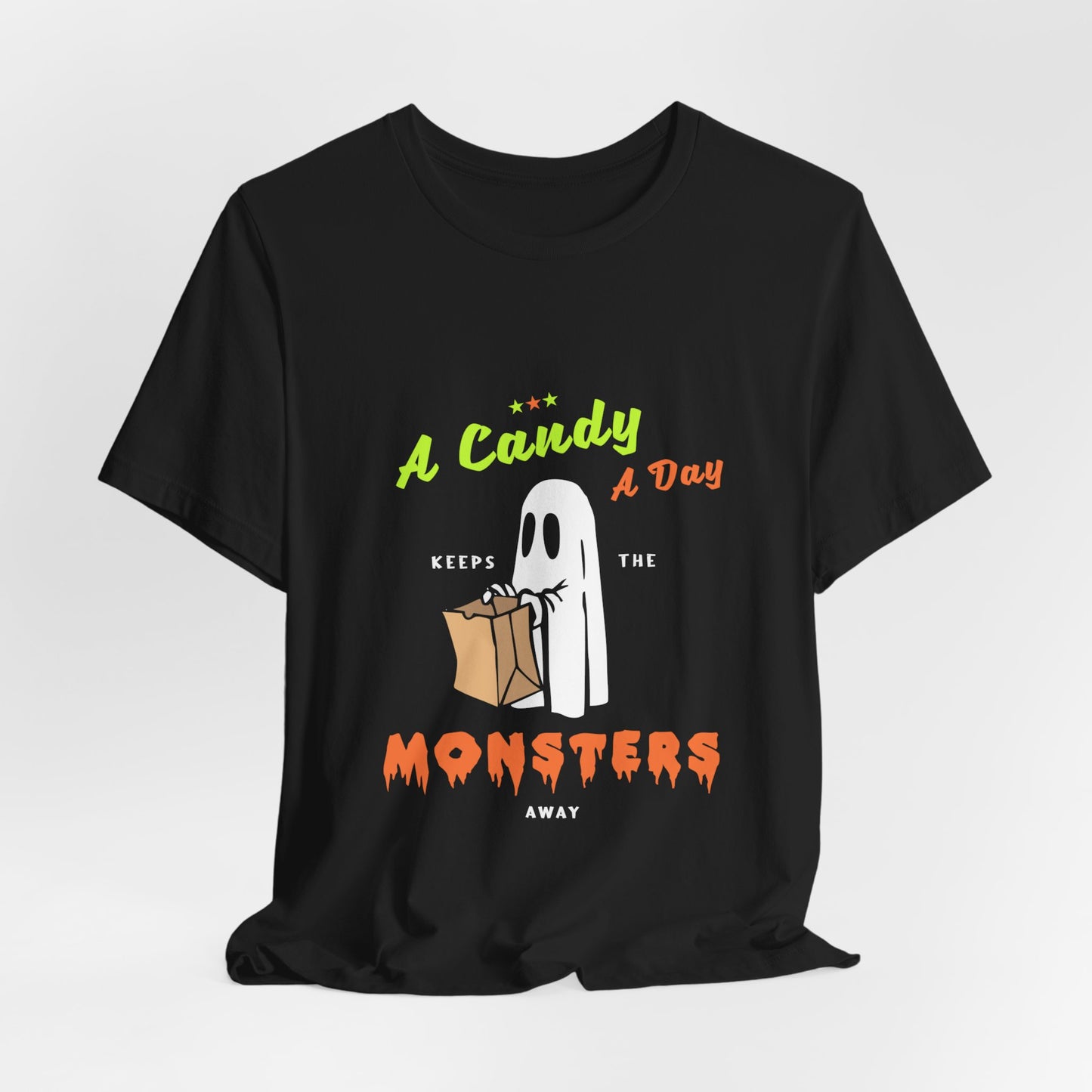 Halloween: A Candy Day Keeps The Monsters Away - Unisex Jersey Short Sleeve Tee