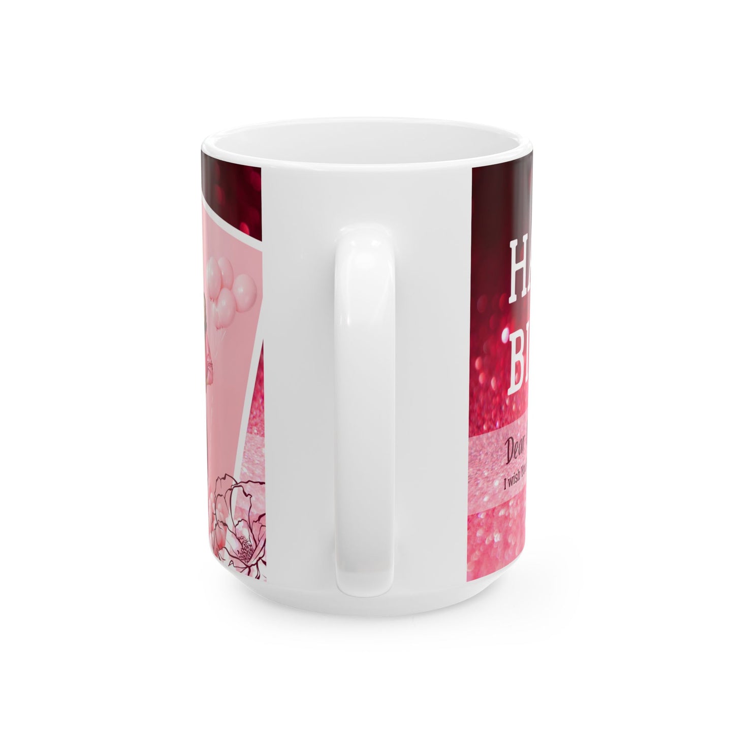 Happy Birthday Ceramic Mug | Personalized Gift for Friends | Celebration Cup | Best Friend Birthday Mug | Pink Sparkle Design - 13991