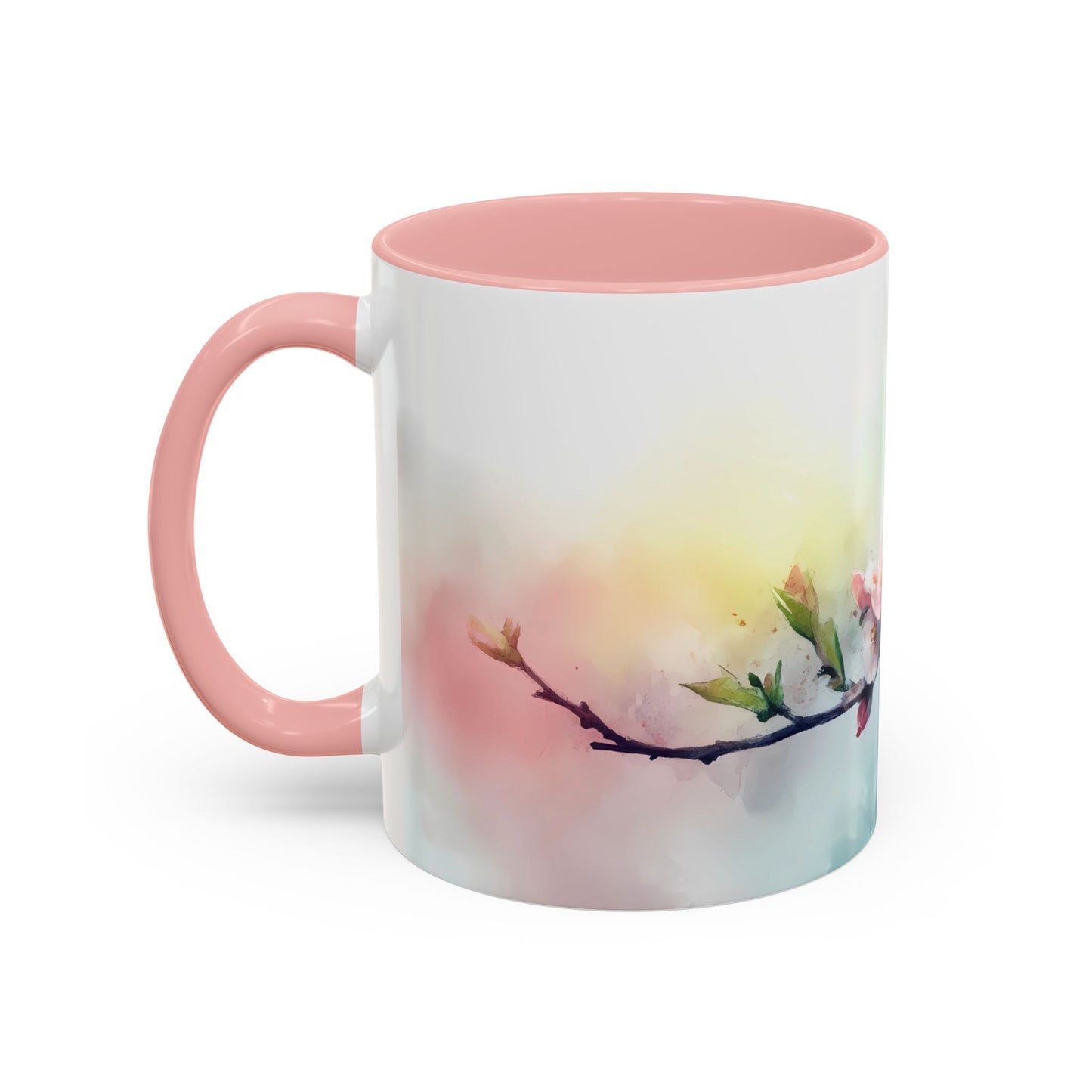 Whimsical Bird & Blossom Accent Coffee Mug - Perfect for Nature Lovers - 11886