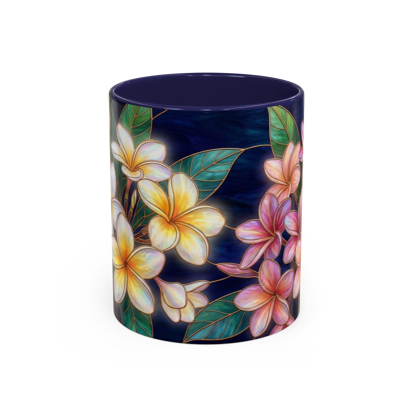 Plumeria Floral Accent Mug —  Stained Glass Design (11/15oz) - 14545