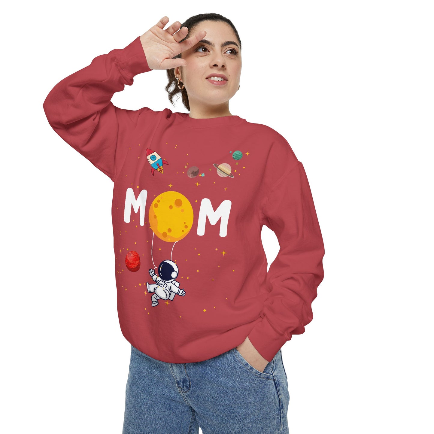 Astronaut Mom Garment-Dyed Sweatshirt | Space-Themed Gift for Mothers - 11838