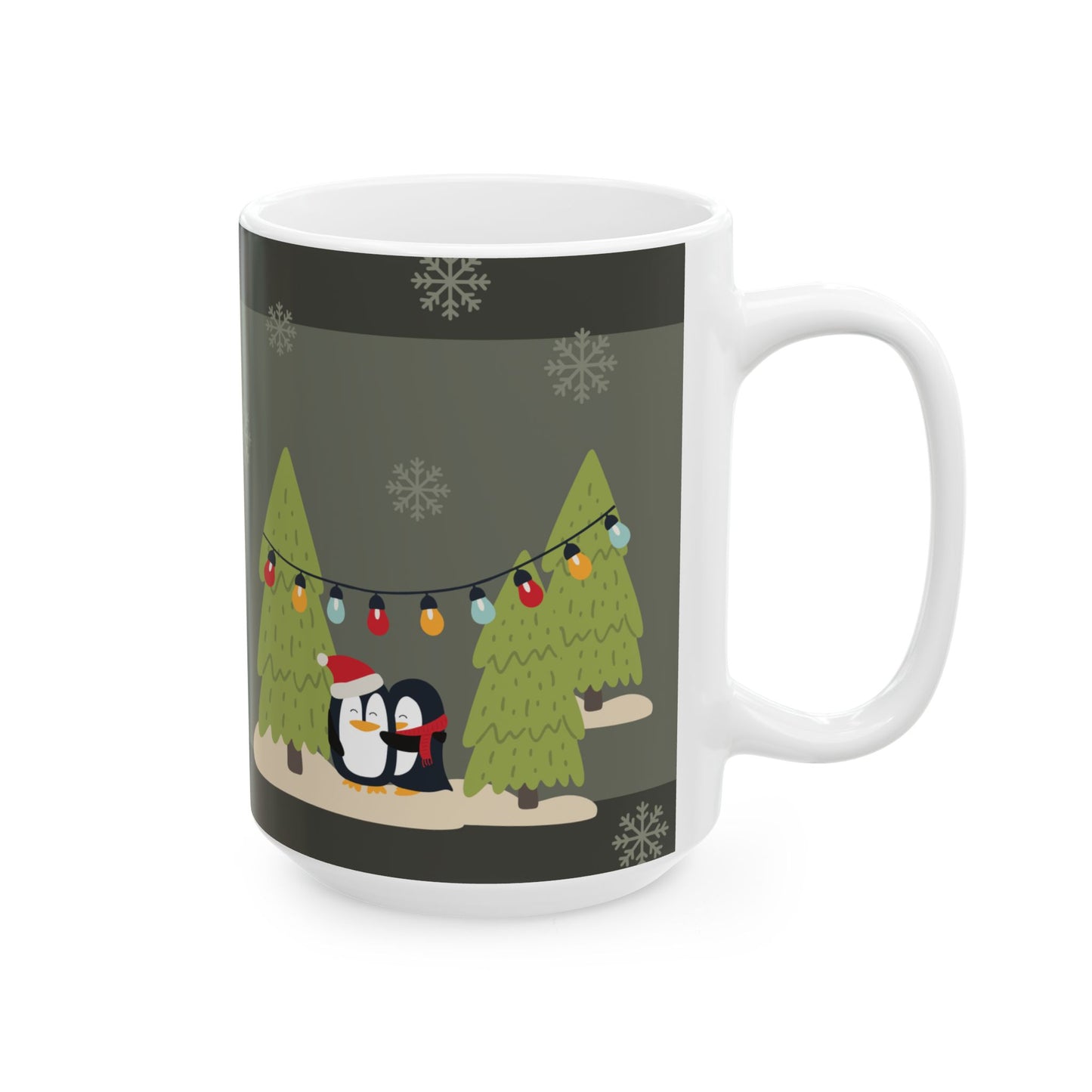 Dog & Penguins, Merry Christmas - Ceramic Mug, (11oz, 15oz) - 10912