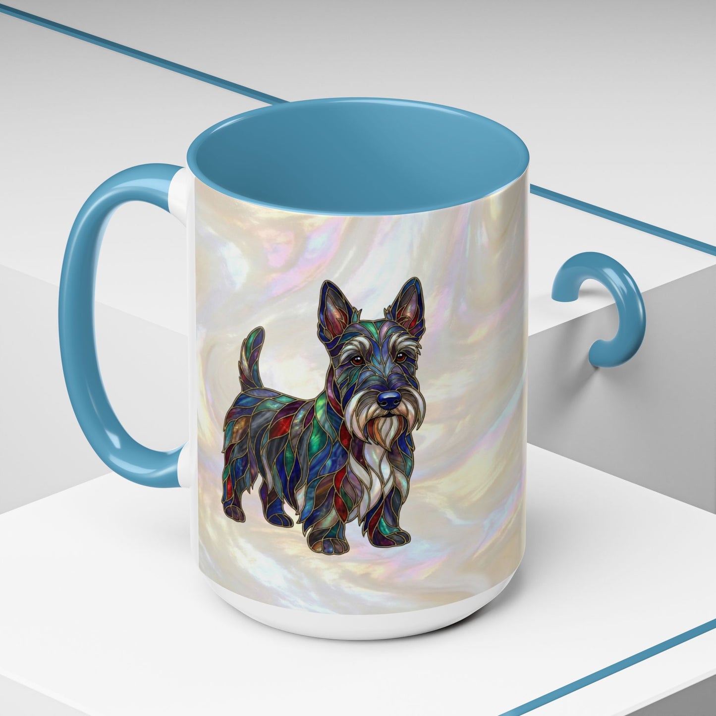 Scottish Terrier Accent Coffee Mug – Stained Glass Design 11/15oz - 14644