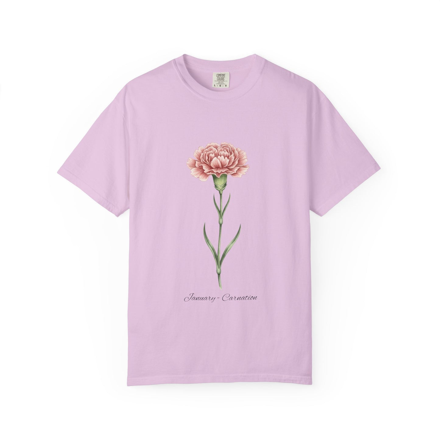 January Birth Flower Carnation T-Shirt – Heavyweight Garment-Dyed Tee - 14686