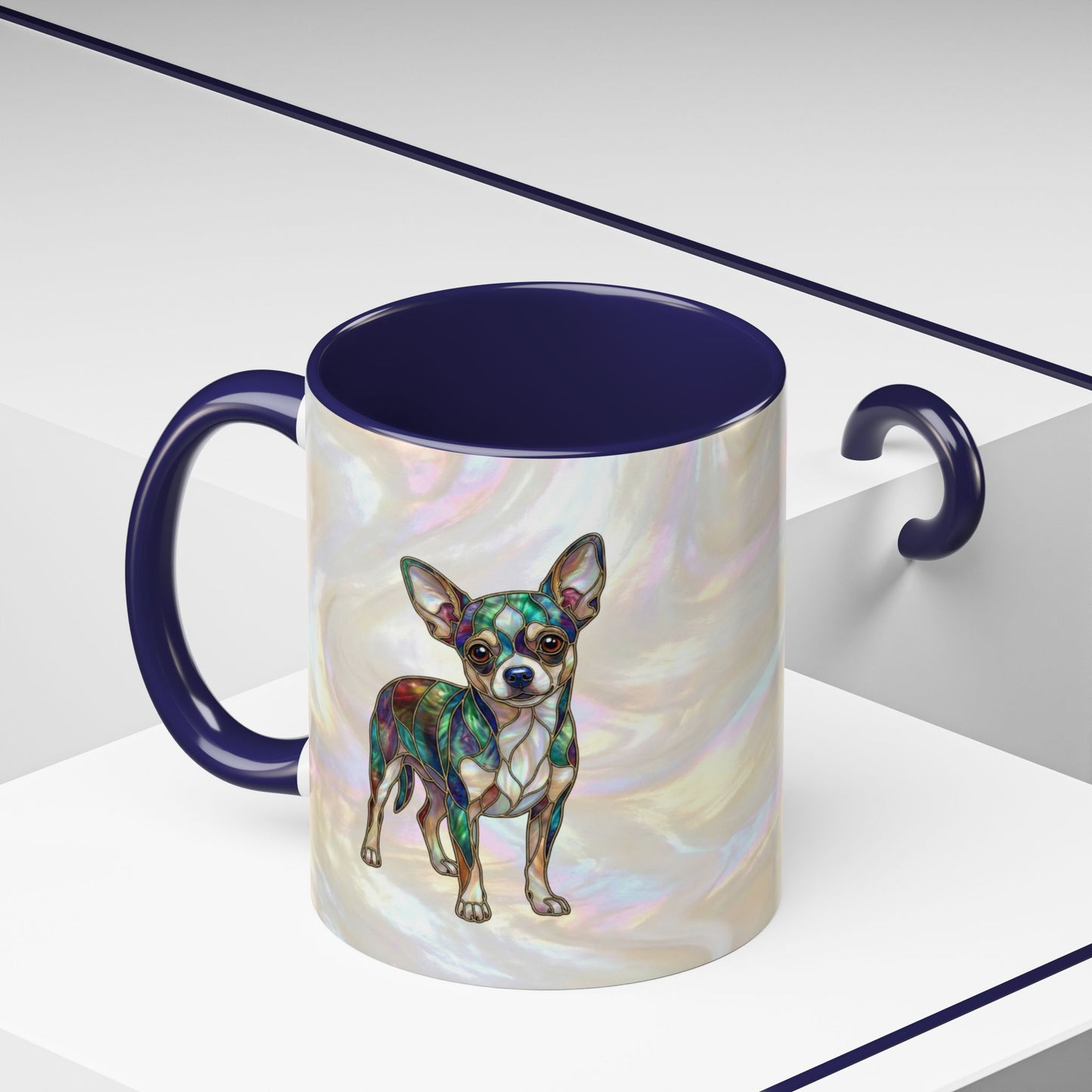 Chihuahua Accent Coffee Mug -Stained Glass Style (11/15oz) - 14625