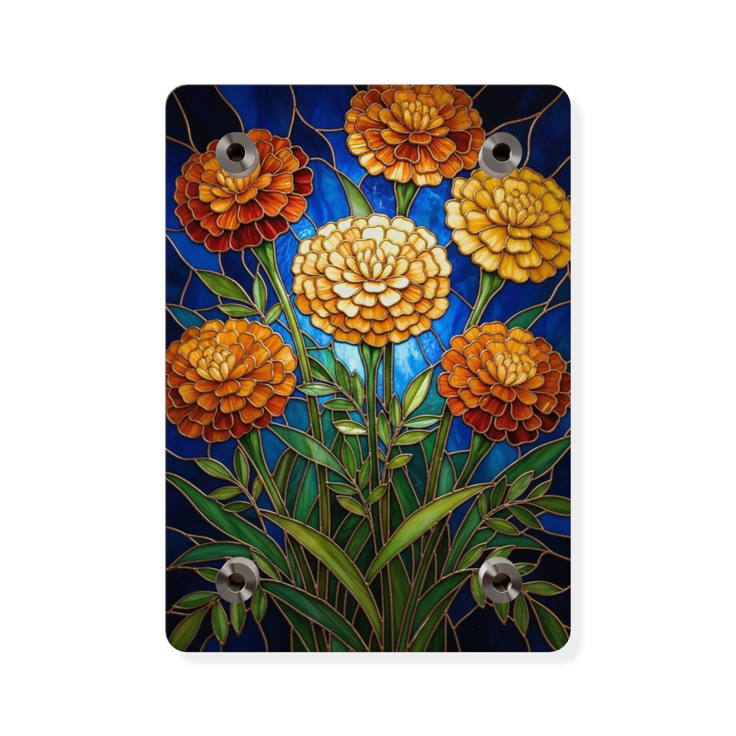 Marigold Bloom Acrylic Wall Art Panel — Botanical Floral Home Decor - 14608