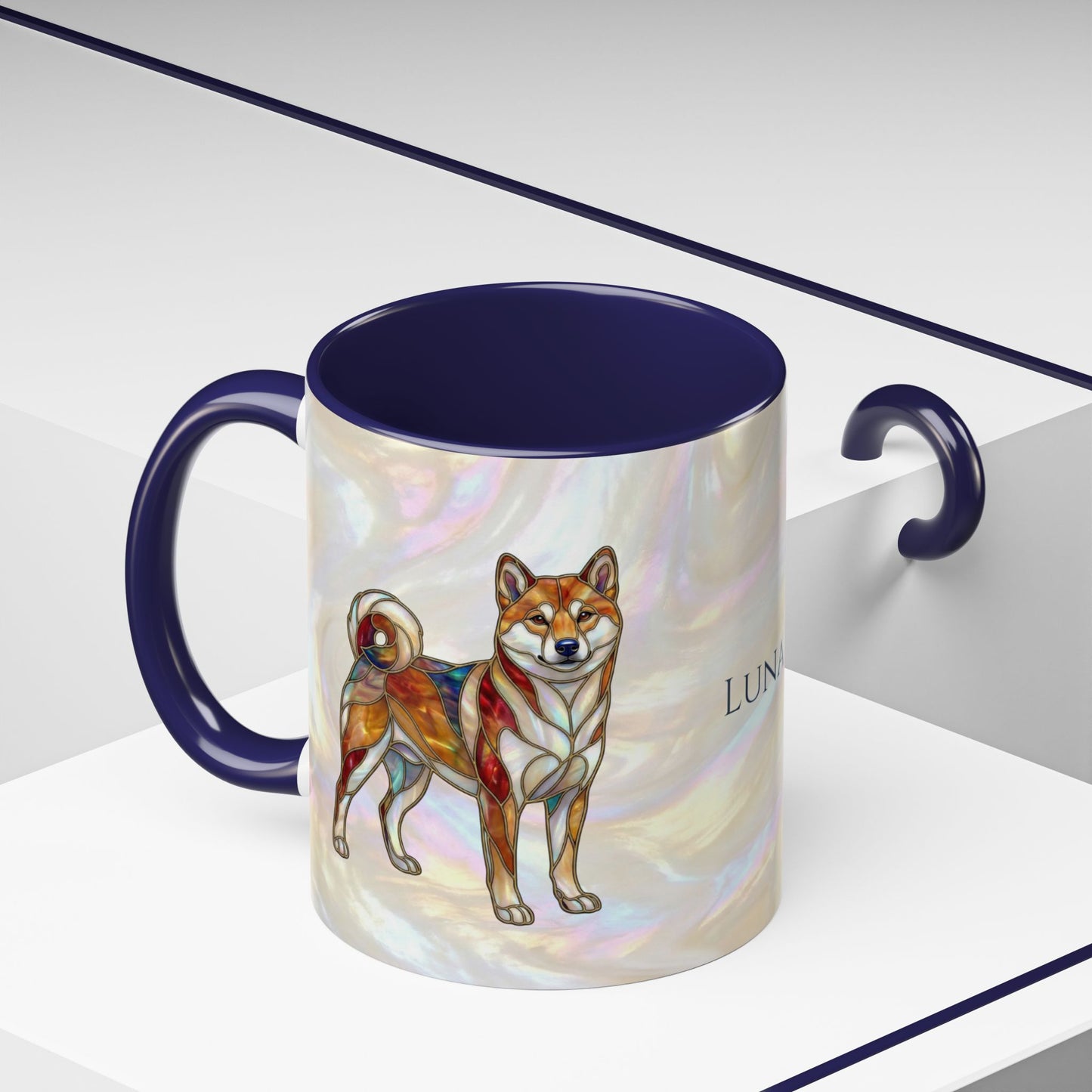 Shiba Inu Accent Coffee Mug – Stained Glass Design 11/15oz - 14646