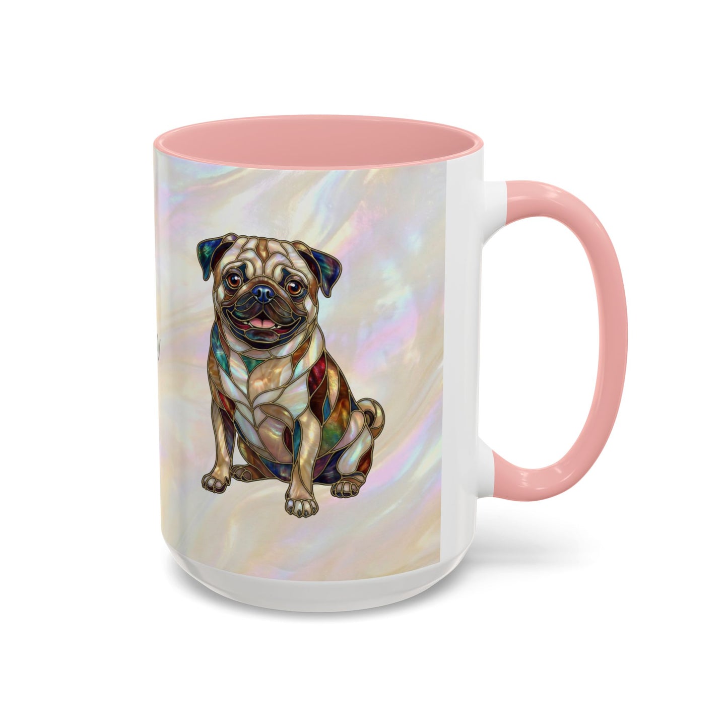 Personalized Pug Accent Coffee Mug –  Stained Glass Design (11/15oz) - 14547