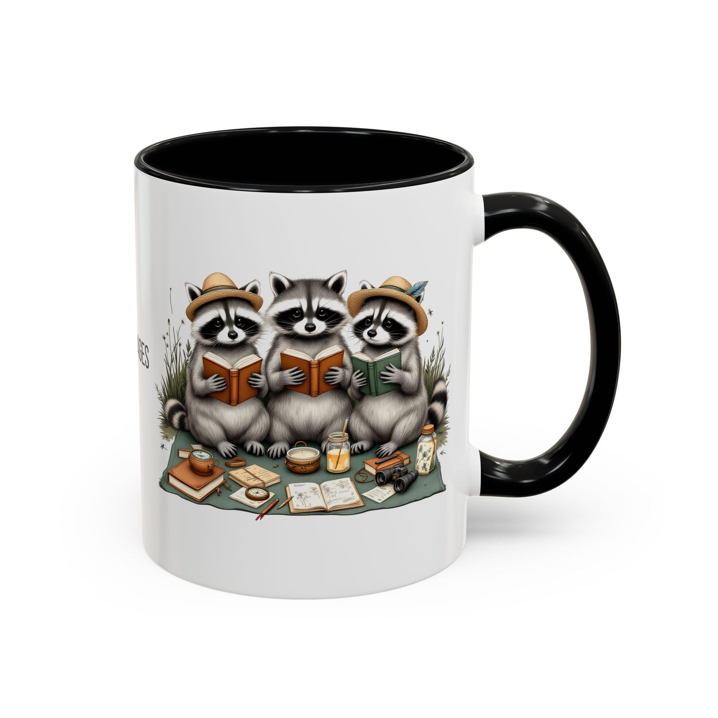 Paws & Pages Raccoon Reading Mug – Cute Book Lover Coffee Cup Gift (11oz / 15oz) - 14814