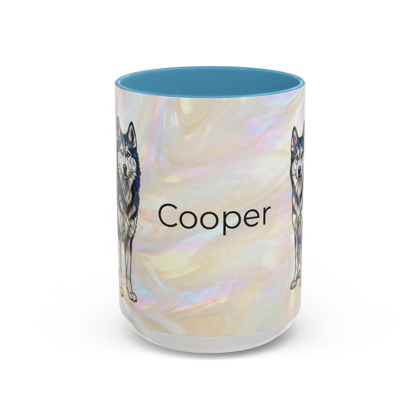 Personalized Husky Accent Coffee Mug – Stained Glass Design (11/15oz) - 14543
