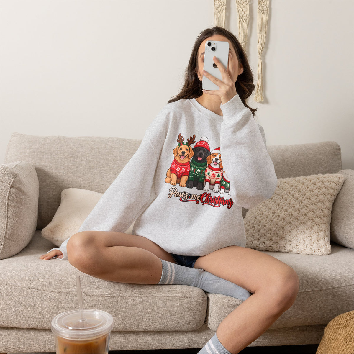 Pawsome Christmas Sweatshirt,  Cute Festive Dogs Crewneck - 14558