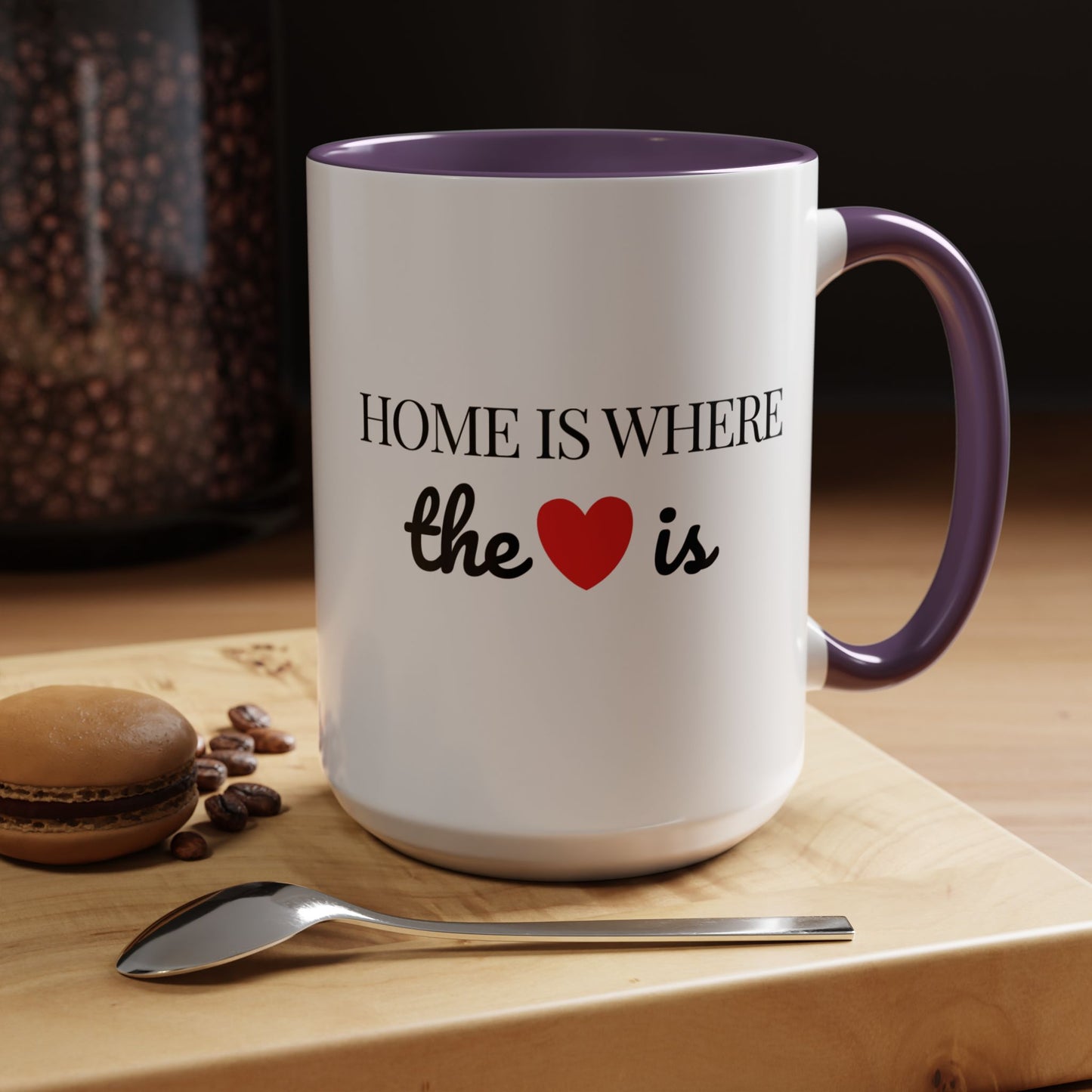 "Home is Where the Heart is" Coffee Mug —  Minimal Accent Ceramic Mug (11/15oz) - 14684