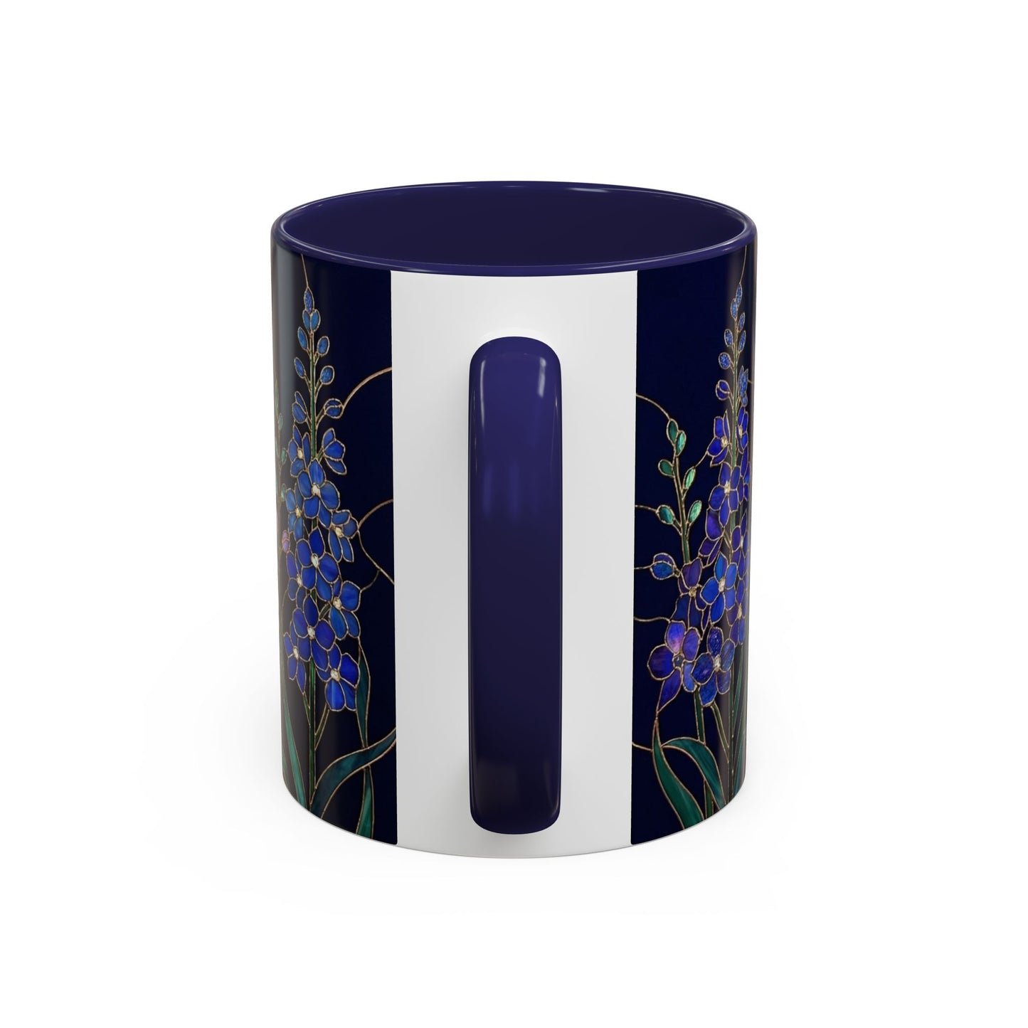 Larkspur Floral Accent Coffee Mug —  Stained-Glass Garden Design (11/15oz) - 14595