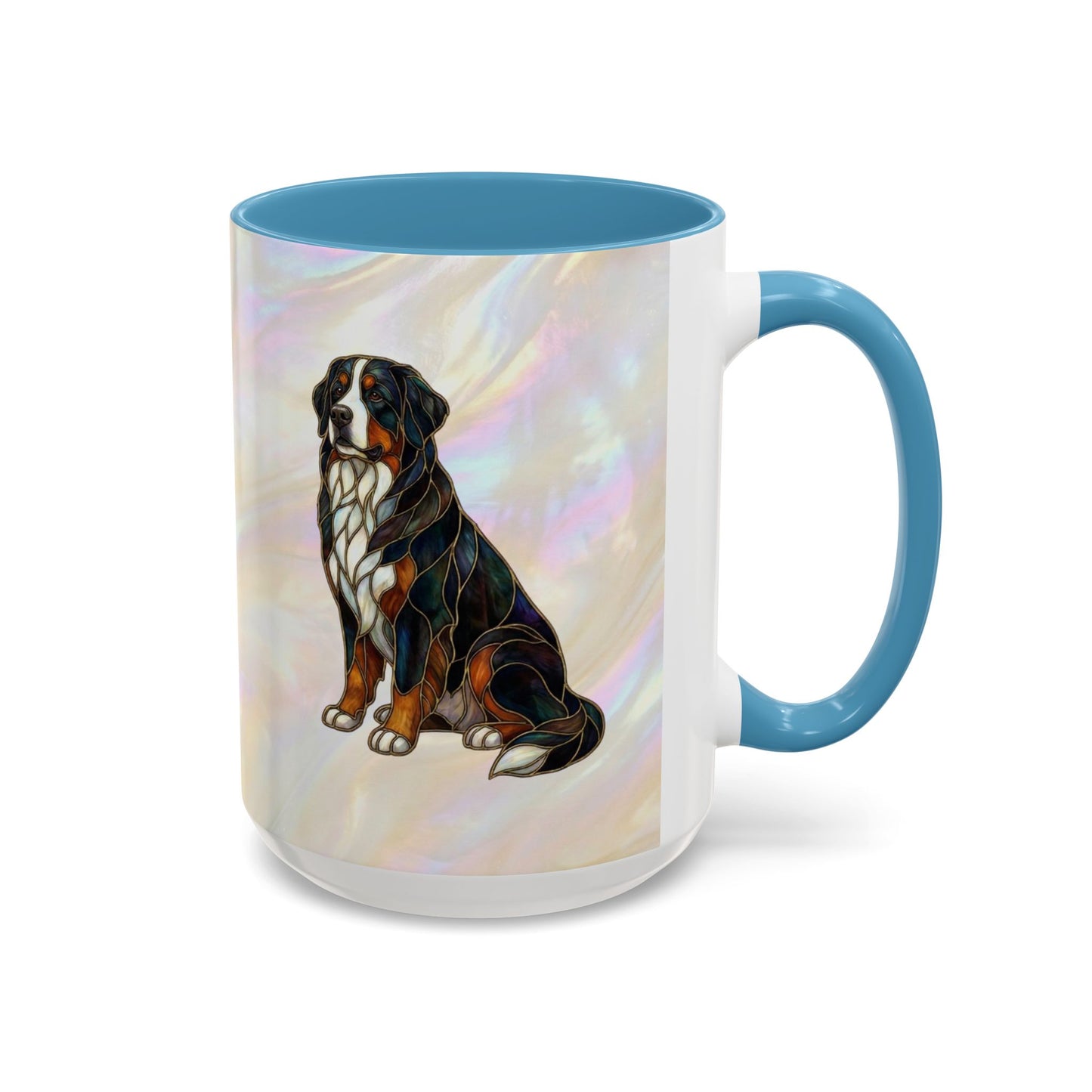 Bernese Mountain Dog Accent Coffee Mug — Stained Glass Design (11/15 oz) - 14617