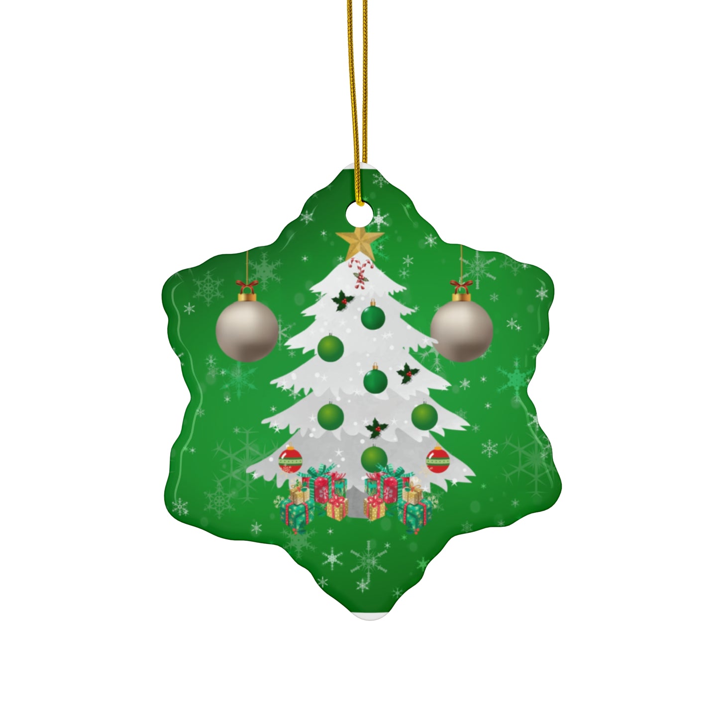 Snow Tree - Ceramic Ornament, 4 Shapes