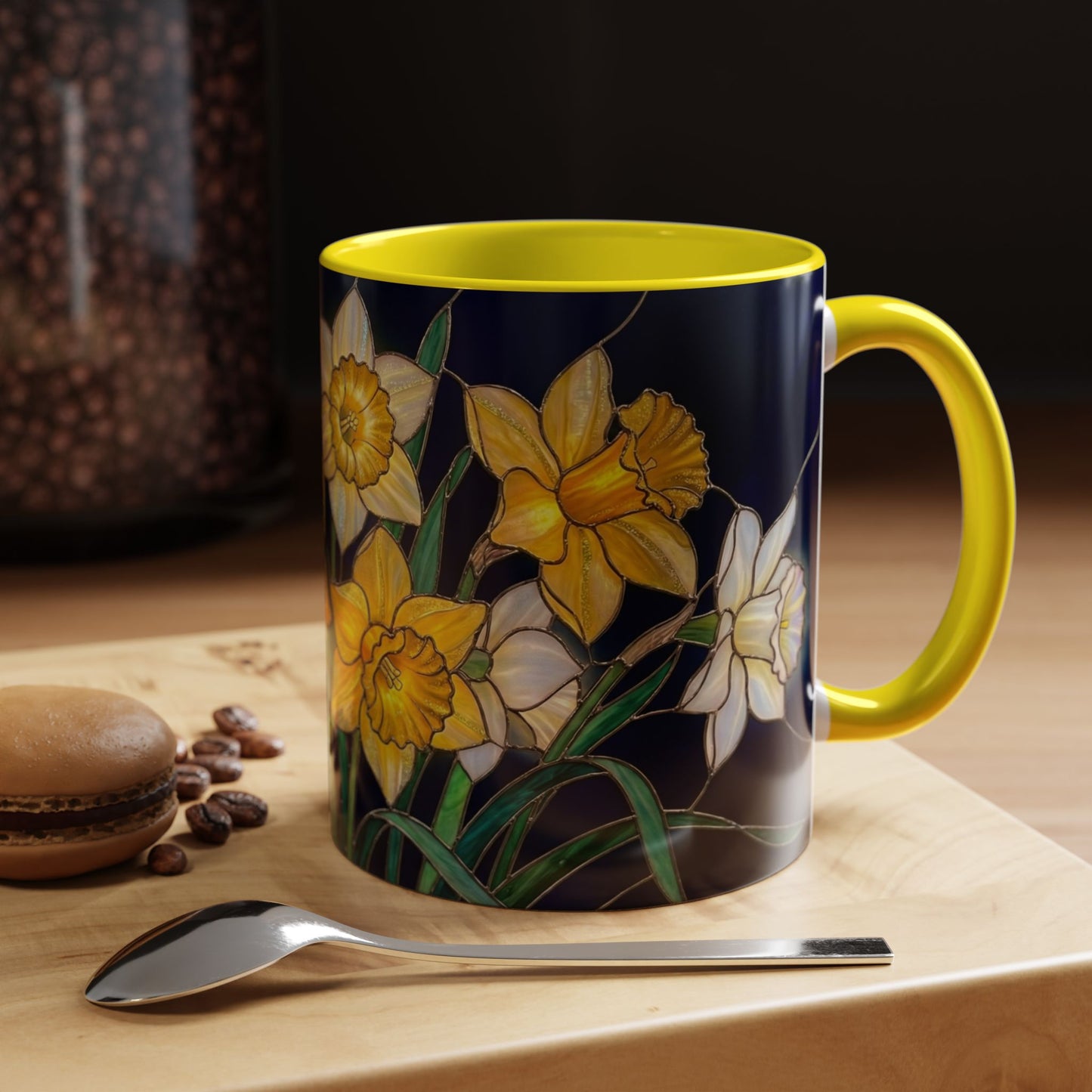 Daffodil Garden Accent Coffee Mug — Stained Glass Design (11/15oz) - 14542