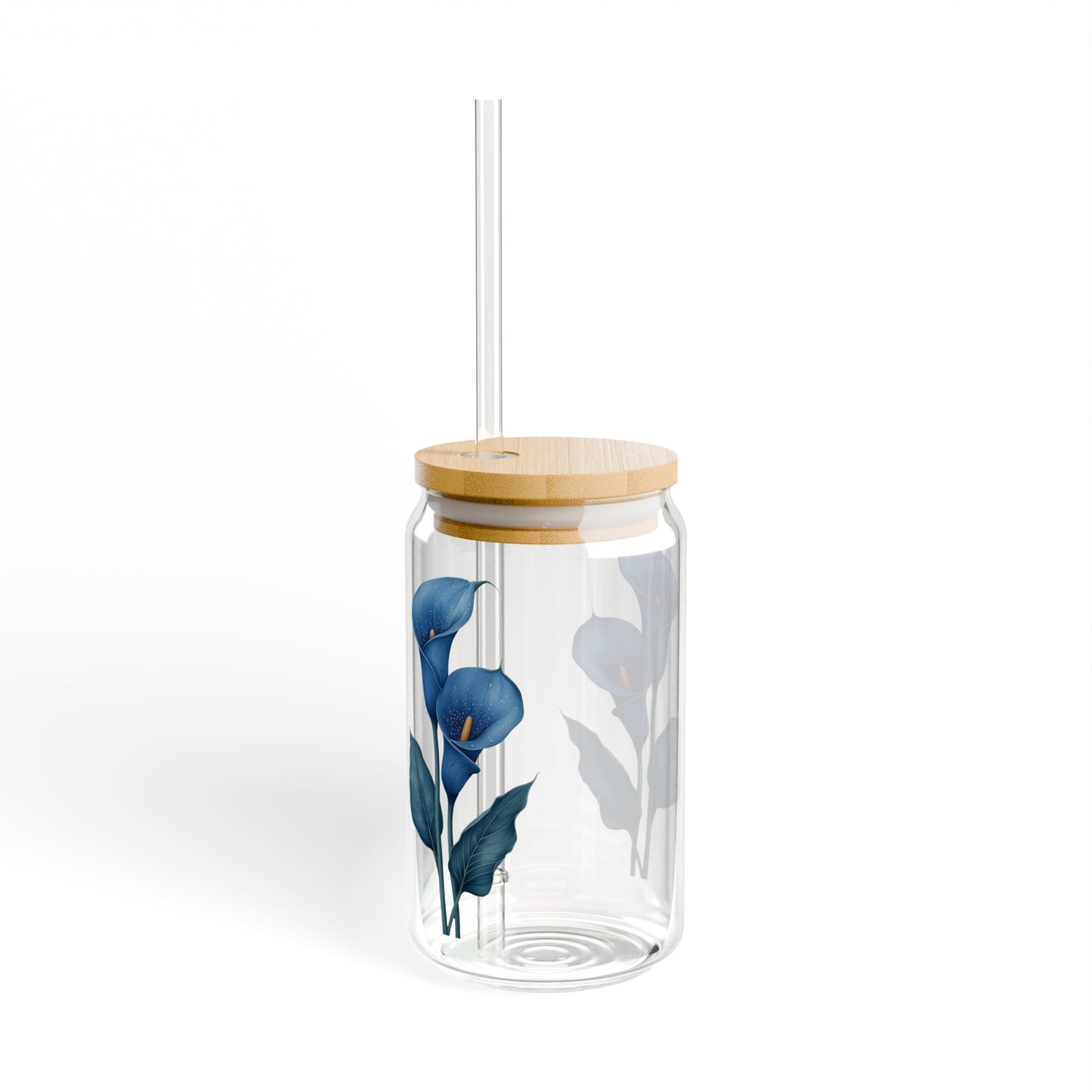 Blue beauty in bloom,  Customizable - Sipper Glass, 16oz