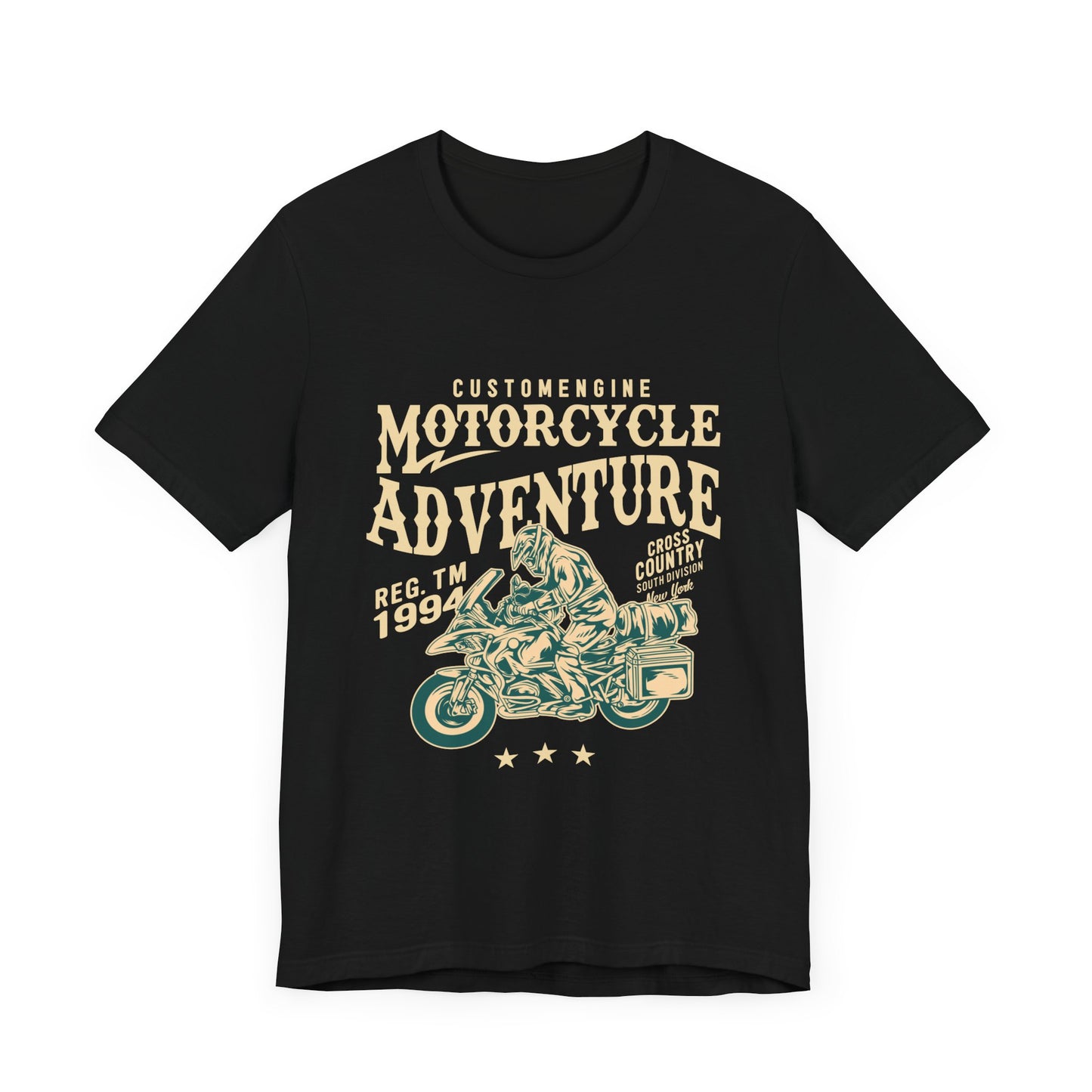 Custom Engine, Motorcycle Adventure - Unisex Jersey Short Sleeve Tee