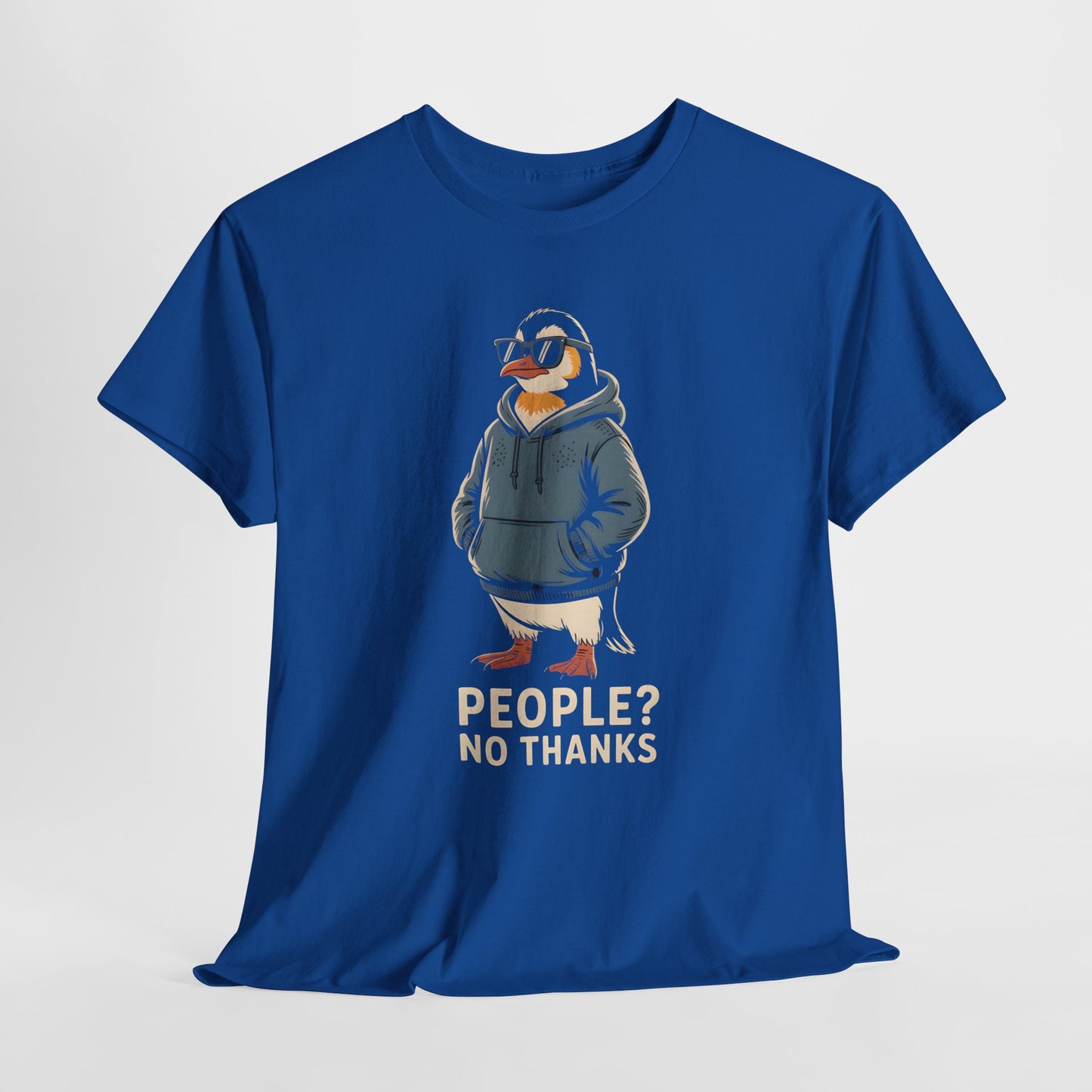Funny Penguin T-Shirt – “People? No Thanks” Introvert Anti-Social Humor Tee Gift - 14847