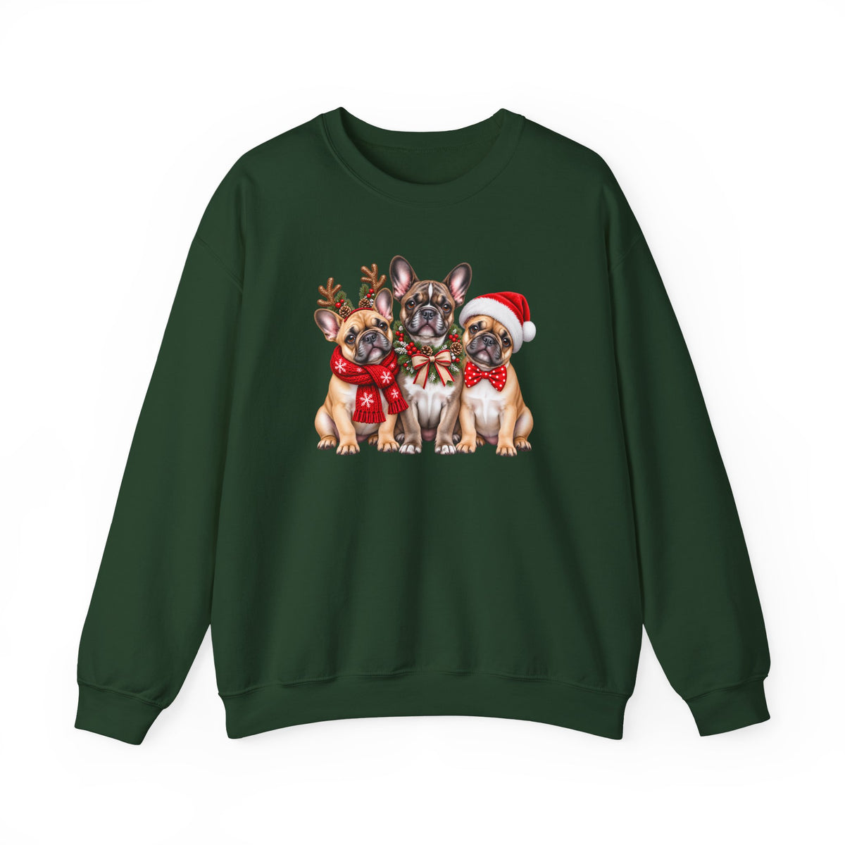 Christmas French Bulldog Sweatshirt, Cute Festive Frenchie Crewneck - 14556