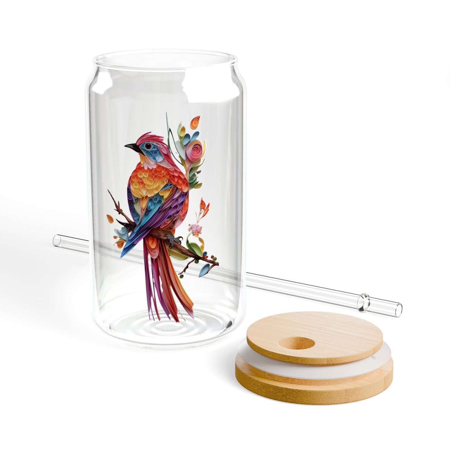 Colorful Bird,  Customizable - Sipper Glass, 16oz