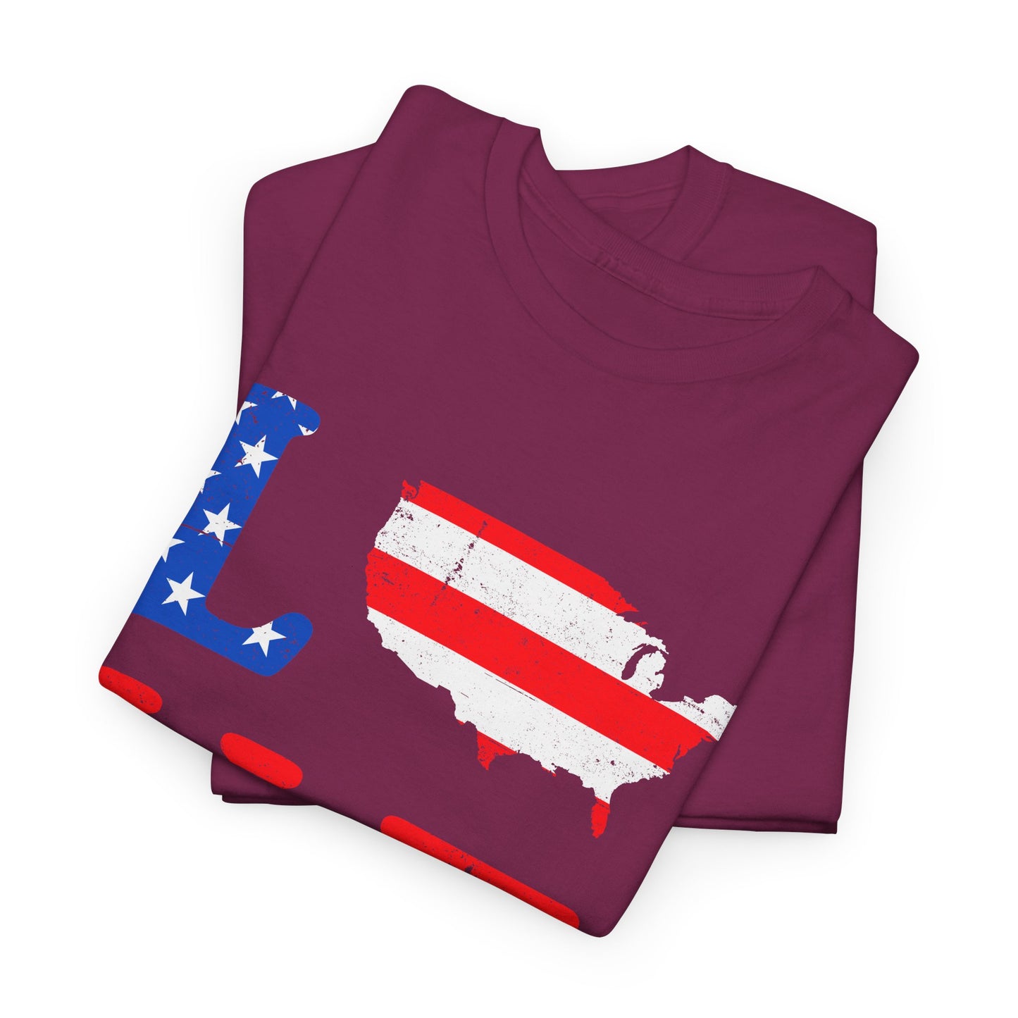 Patriotic Love Tee | Unisex Heavy Cotton T-Shirt, USA Love Shirt, 4th of July Gift, Casual Wear, Independence Day Apparel - 13696