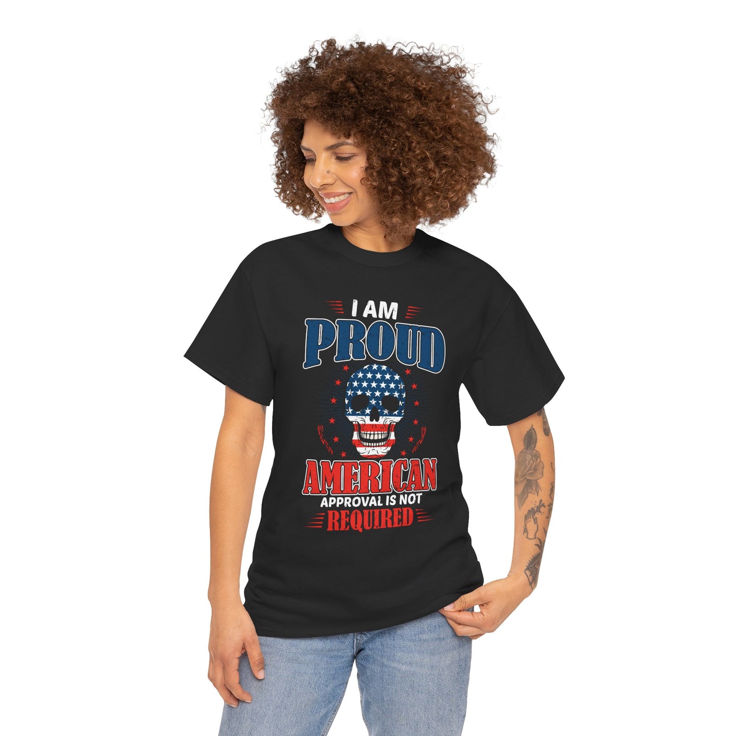 "I'm a Proud American" Unisex Heavy Cotton Tee, Patriotic Shirt, Independence Day Apparel, Casual Wear, Gift for Veterans - 13637