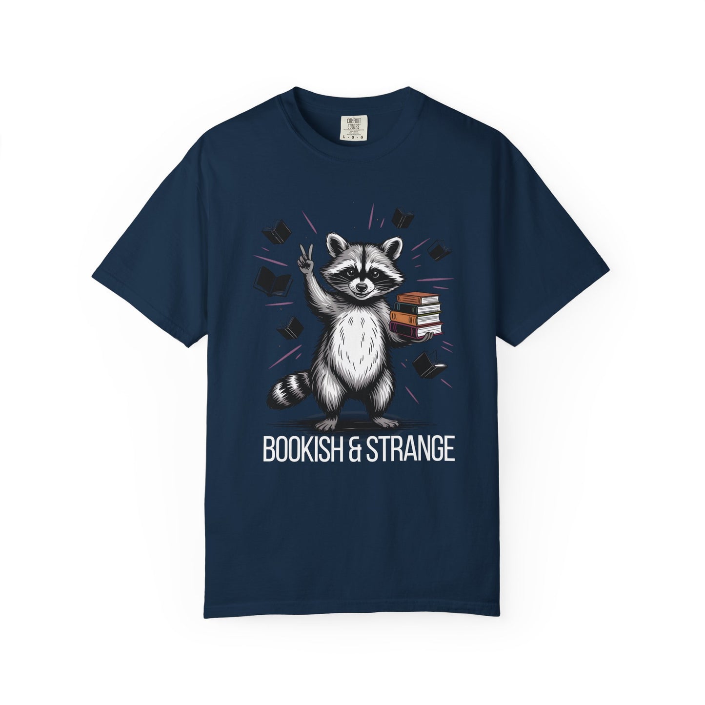Bookish & Strange Raccoon T-Shirt – Cute Book Lover Graphic Tee - 14802