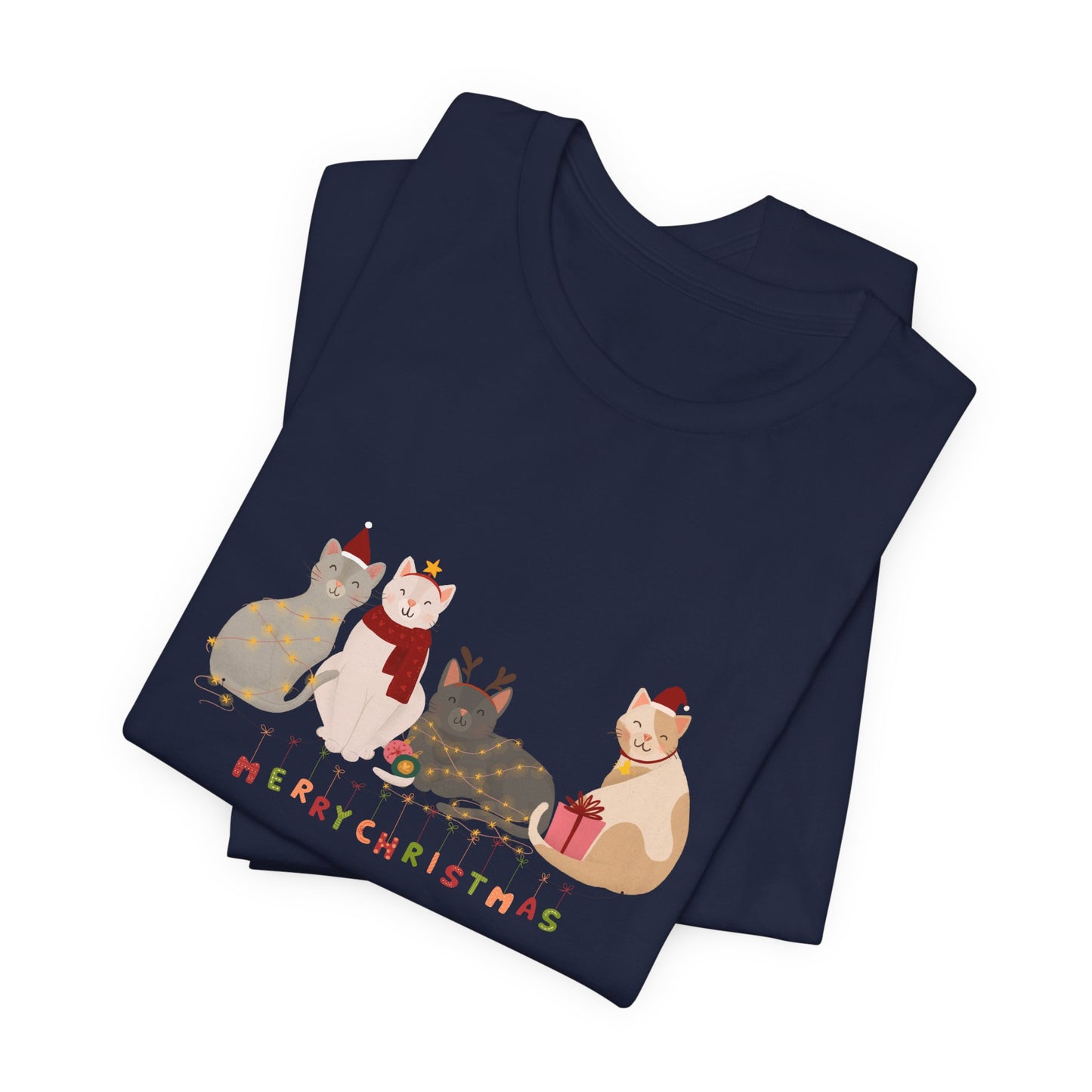 Cats, Merry Christmas - Unisex Jersey Short Sleeve Tee - 10283