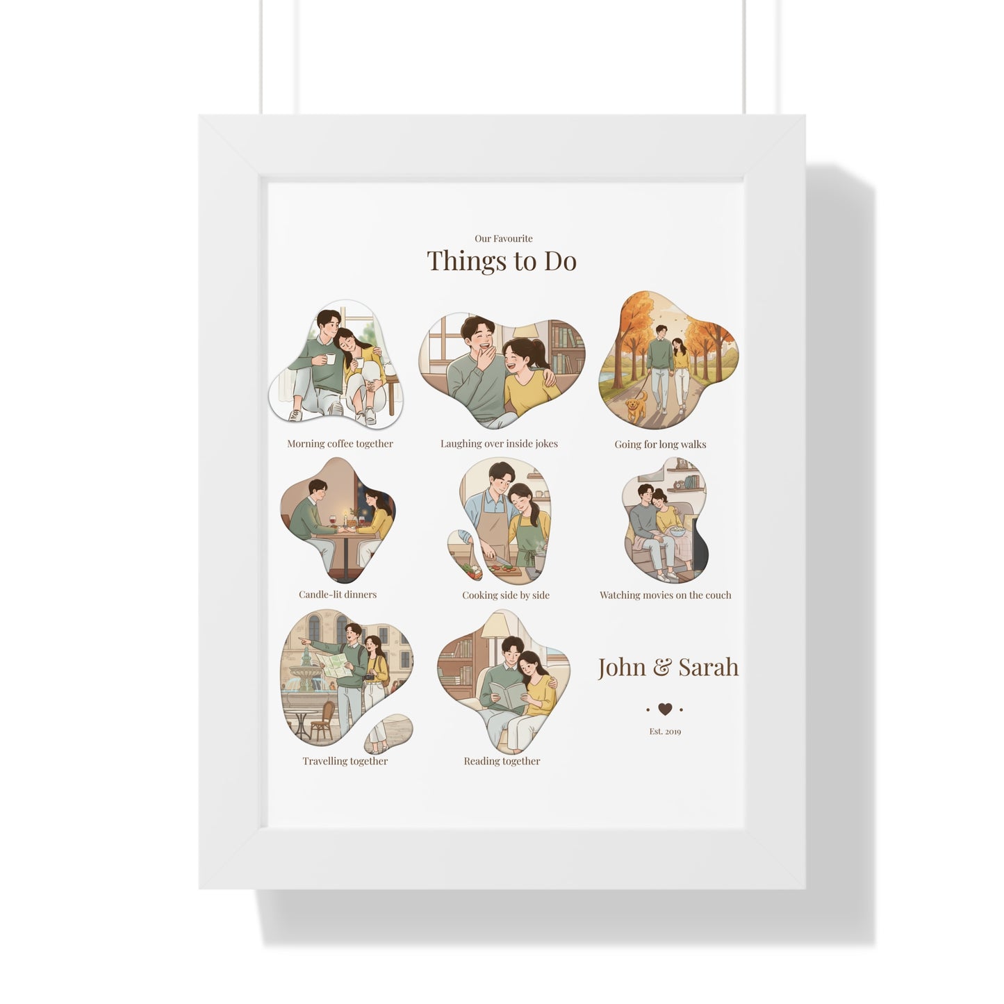 Framed Poster – “Our Favourite Things to Do” Personalized Couple Print | Valentine’s Gift - 14709