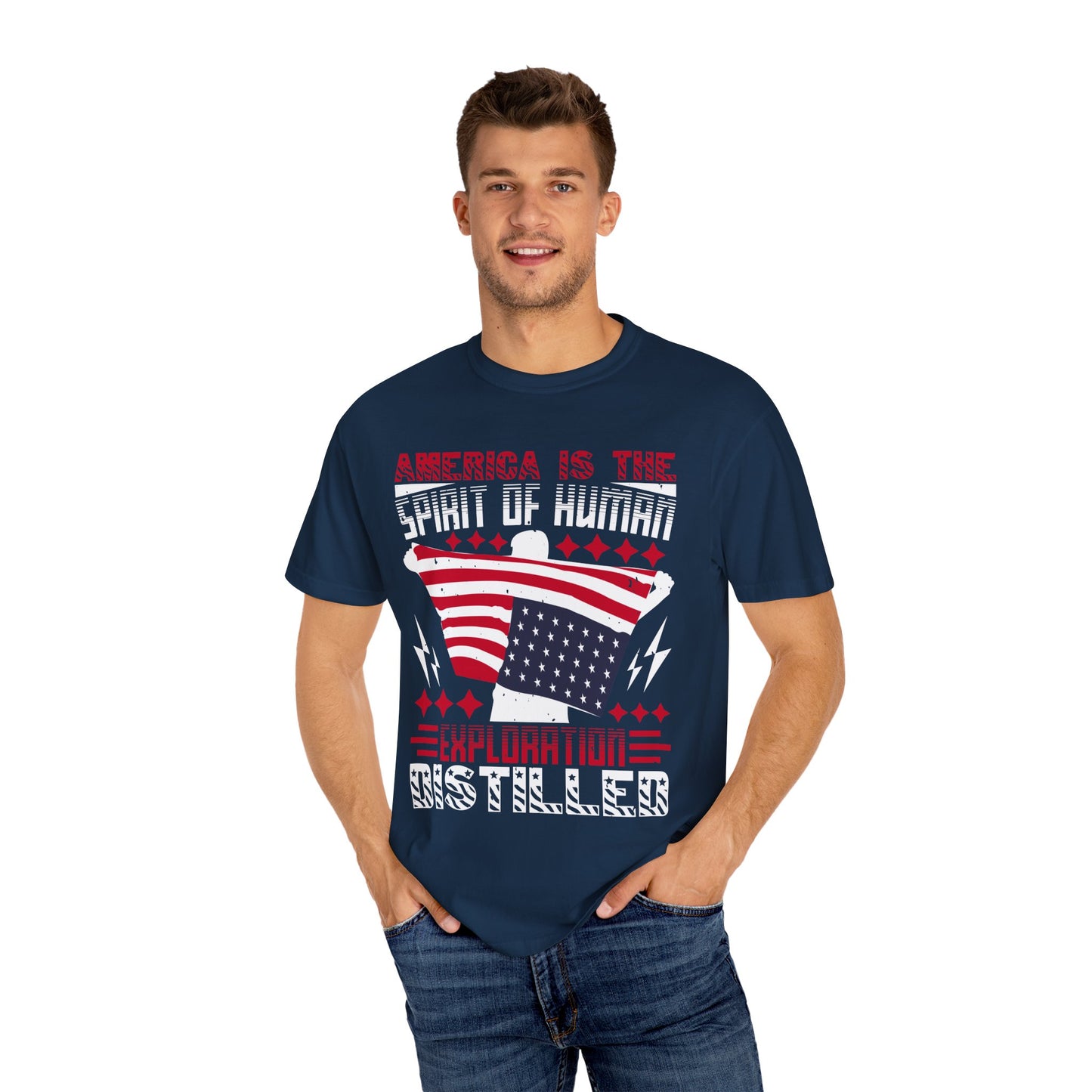 Patriotic Unisex T-Shirt - Spirit of Human Exploration, Independence Day Gift, July 4th Celebration Wear, American Pride Tee - 13792