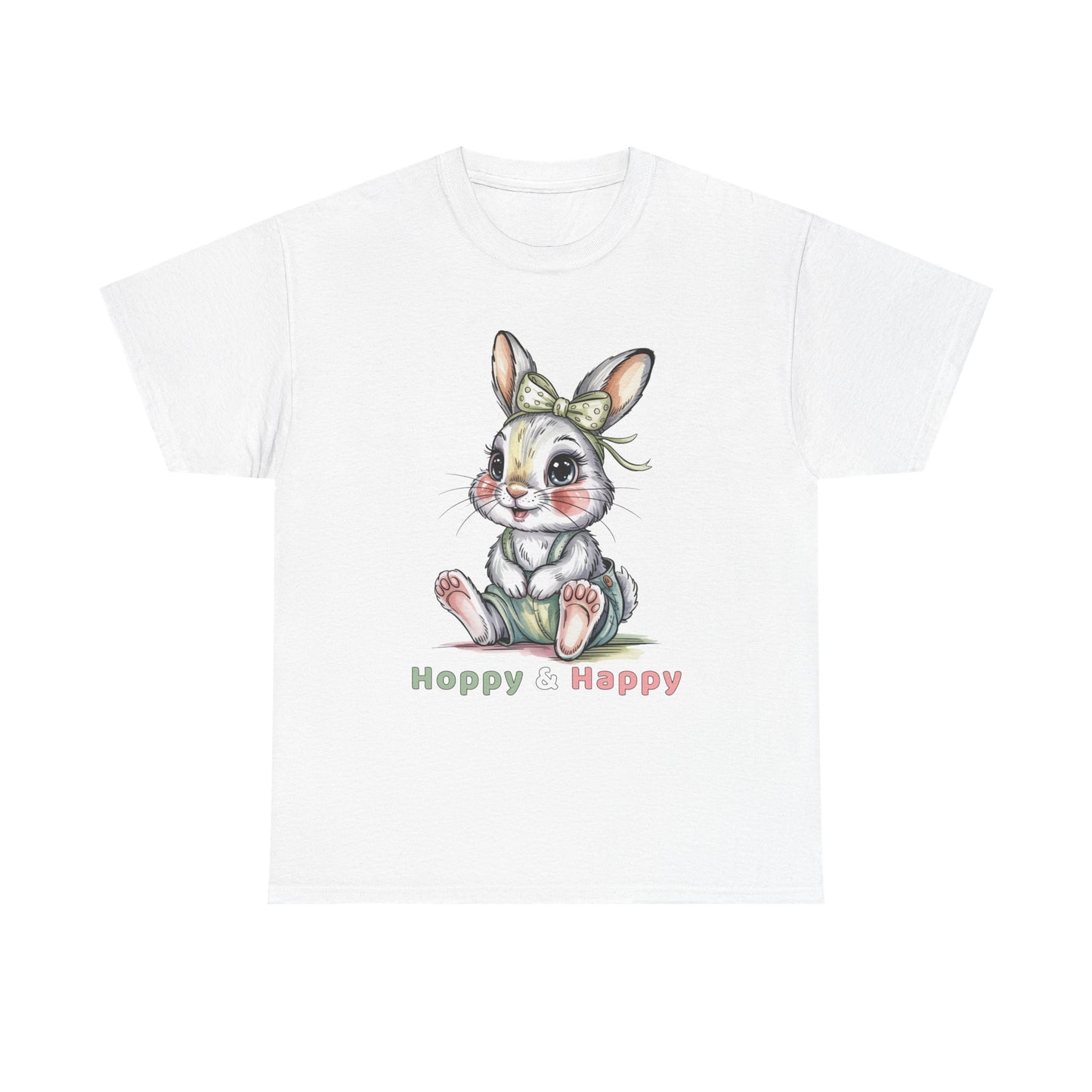 Cute Bunny T-Shirt – “Hoppy & Happy” Easter Rabbit Tee Gift for Kids & Adults - 14848