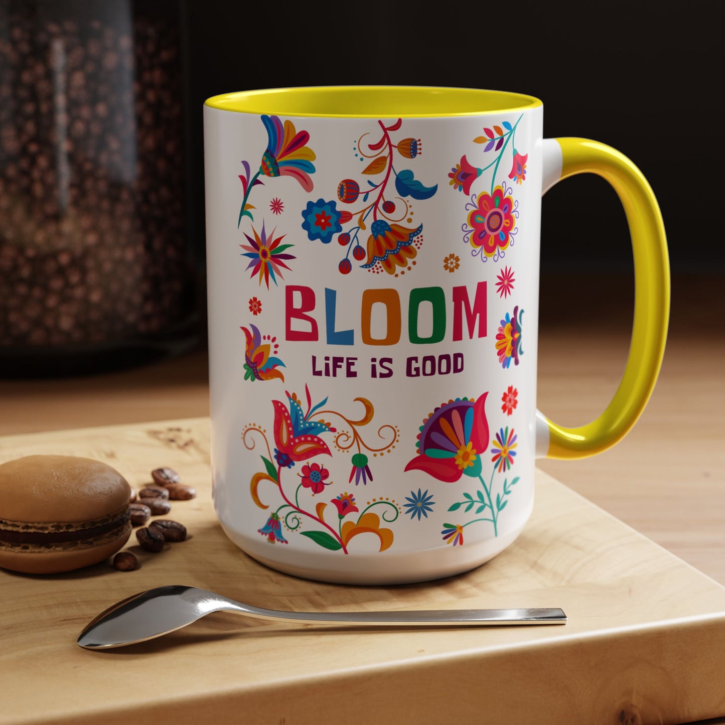 Colorful Floral Accent Coffee Mug - Bloom Life is Good - 14082