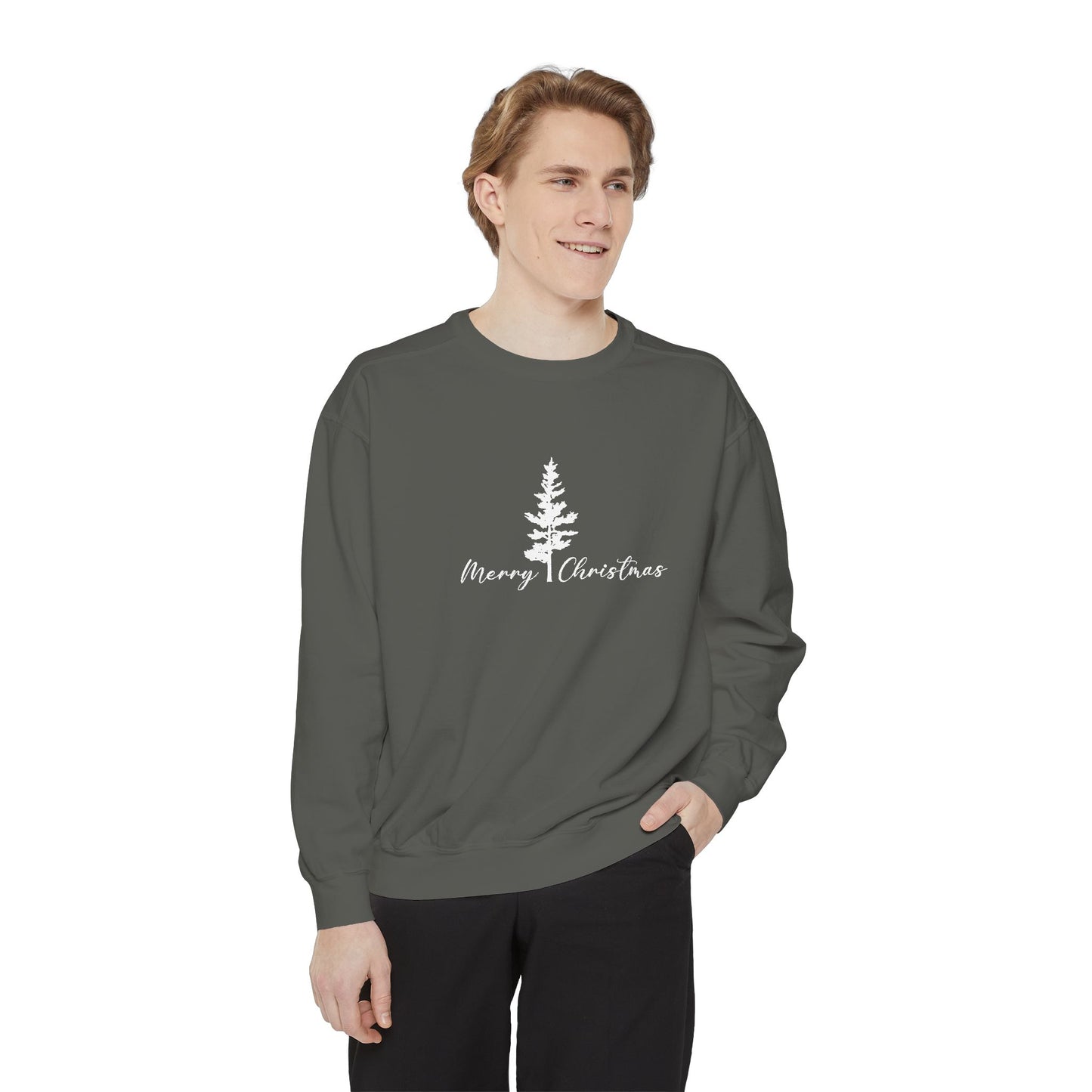 Tree, Merry Christmas - Unisex Garment-Dyed Sweatshirt - 10395