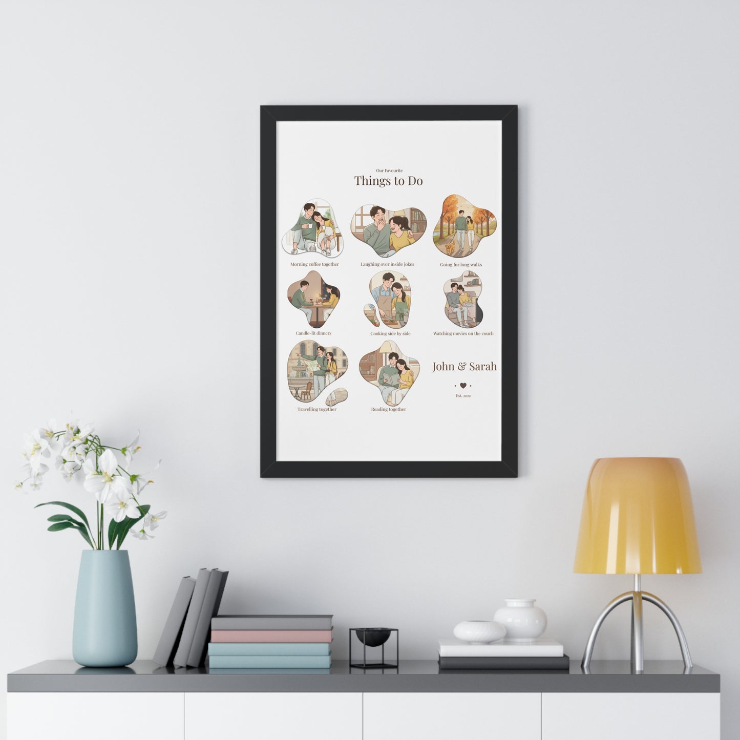 Framed Poster – “Our Favourite Things to Do” Personalized Couple Print | Valentine’s Gift - 14709