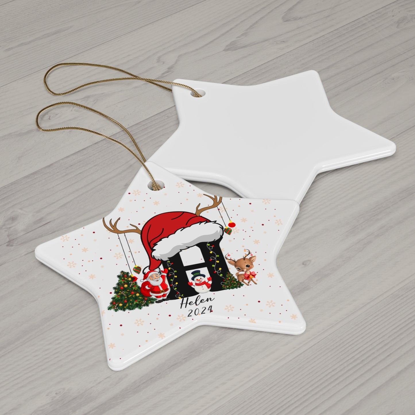 Christmas Letters With Names, Customizable - Ceramic Ornament, 4 Shapes - 10035