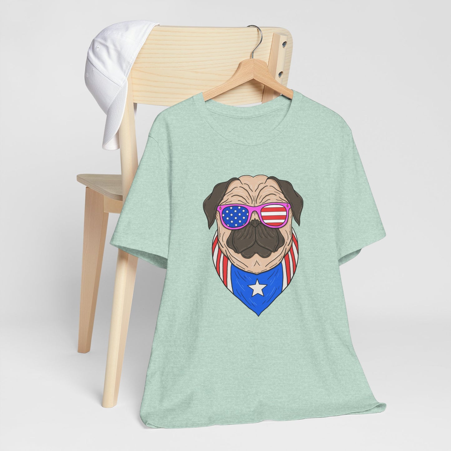Patriotic Pug Tee, Independence Day T-Shirt, Dog Lovers Gift, Summer Casual Wear, Fun Family Outing Shirt - 13733