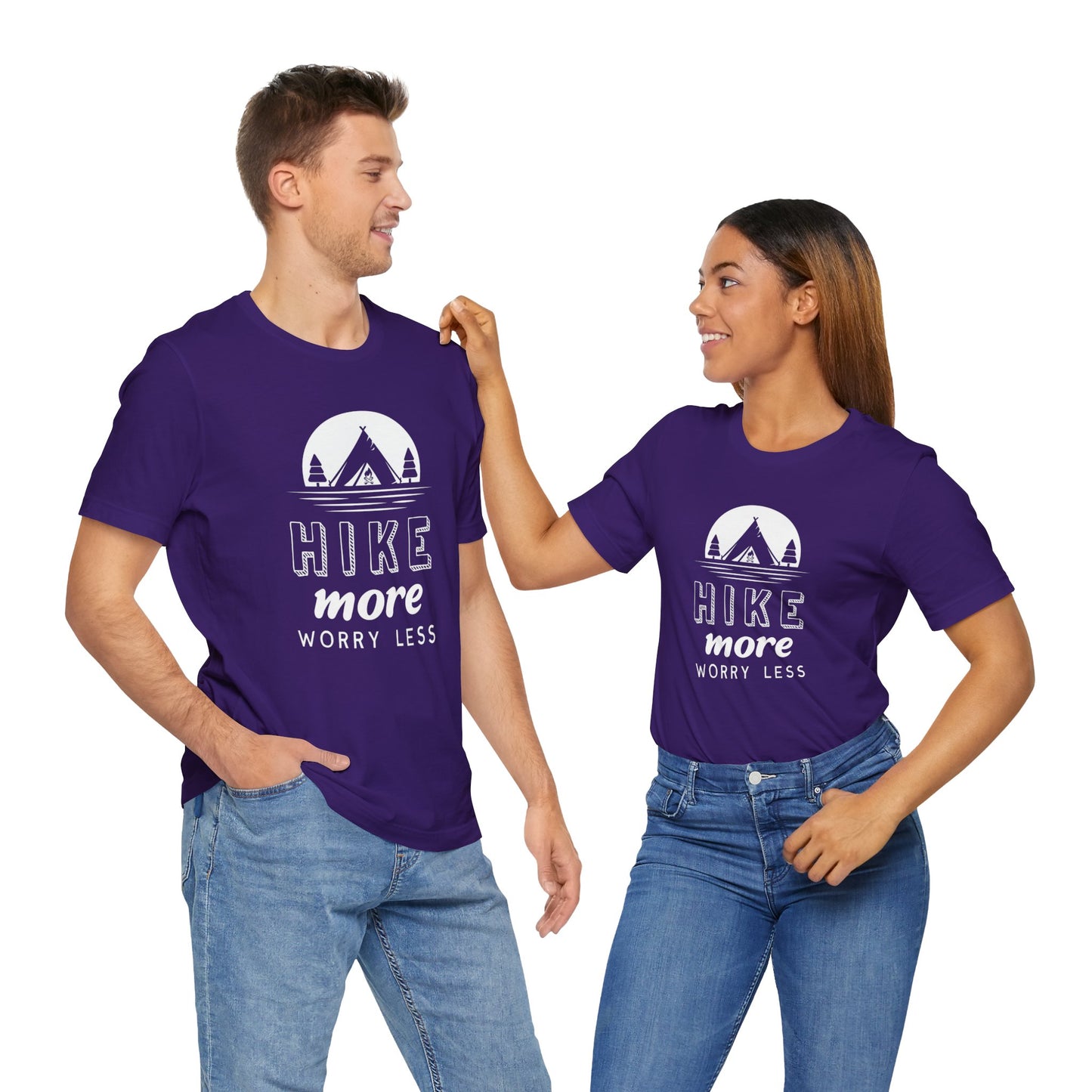 Camping: Hike More Worry Less - Unisex Jersey Short Sleeve Tee